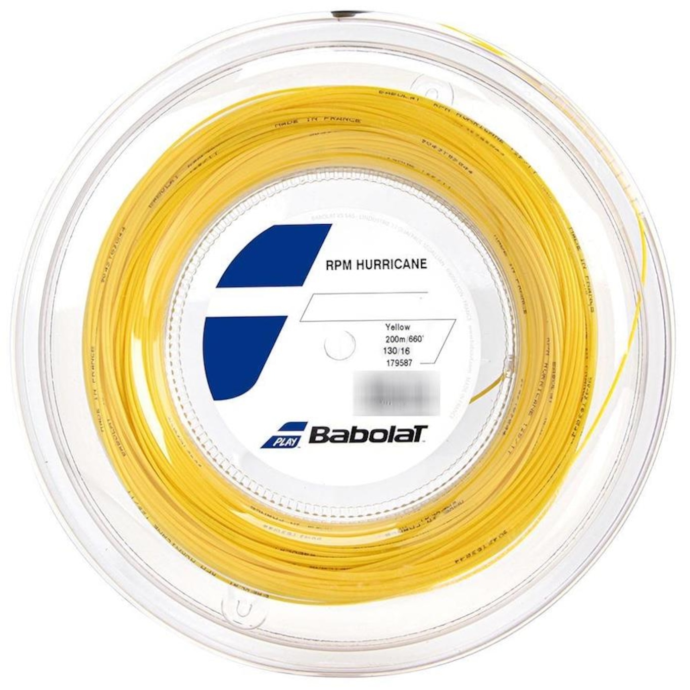 Corda Babolat RPM Hurricane 16L 1.30mm Rolo com 200 metros Amarelo - Foto 1