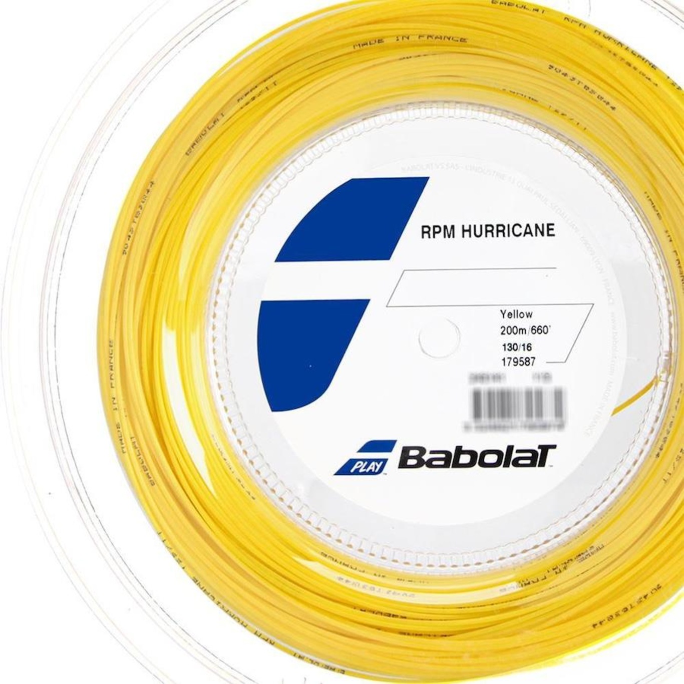 Corda Babolat RPM Hurricane 16L 1.30mm Rolo com 200 metros Amarelo - Foto 2