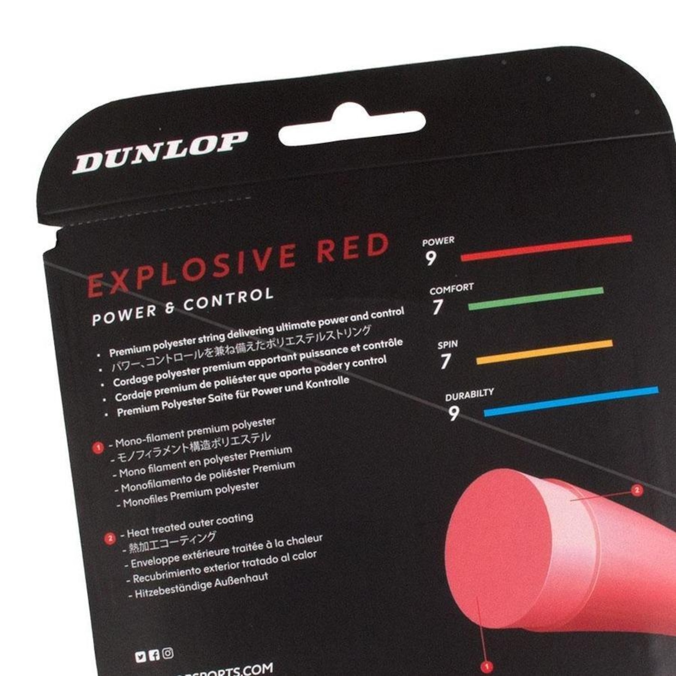 Corda Dunlop Explosive Red 16L 1.30mm - Set Individual - Foto 4