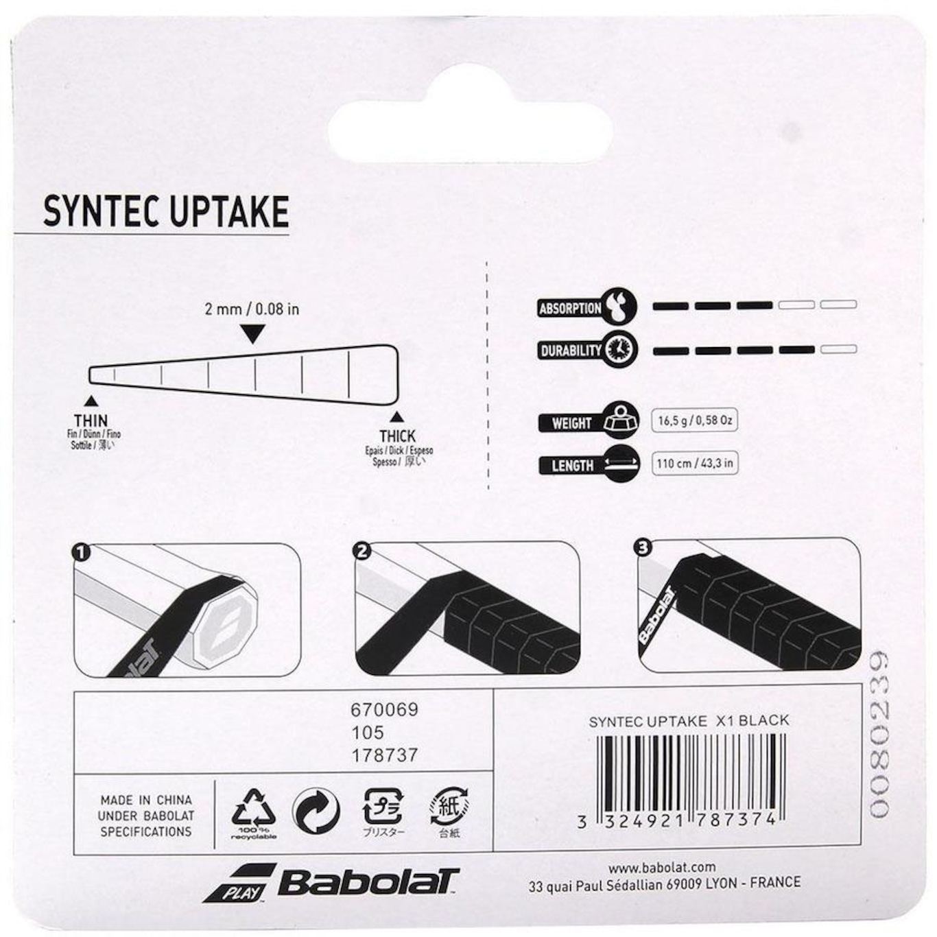 Overgrip Babolat Syntec Uptake Grip X1 P - Foto 4