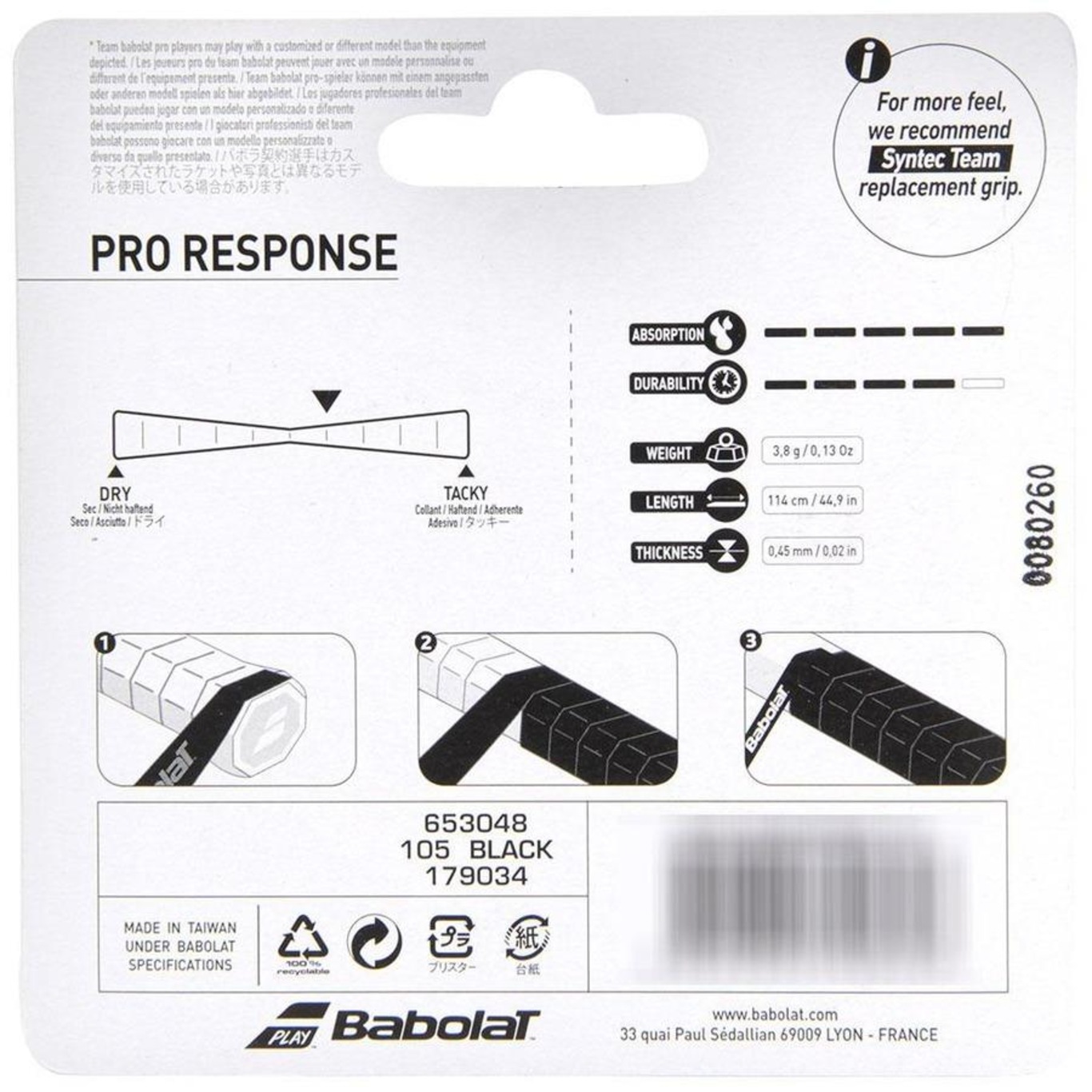 Overgrip Babolat Pro Response X3 Preto - Foto 4