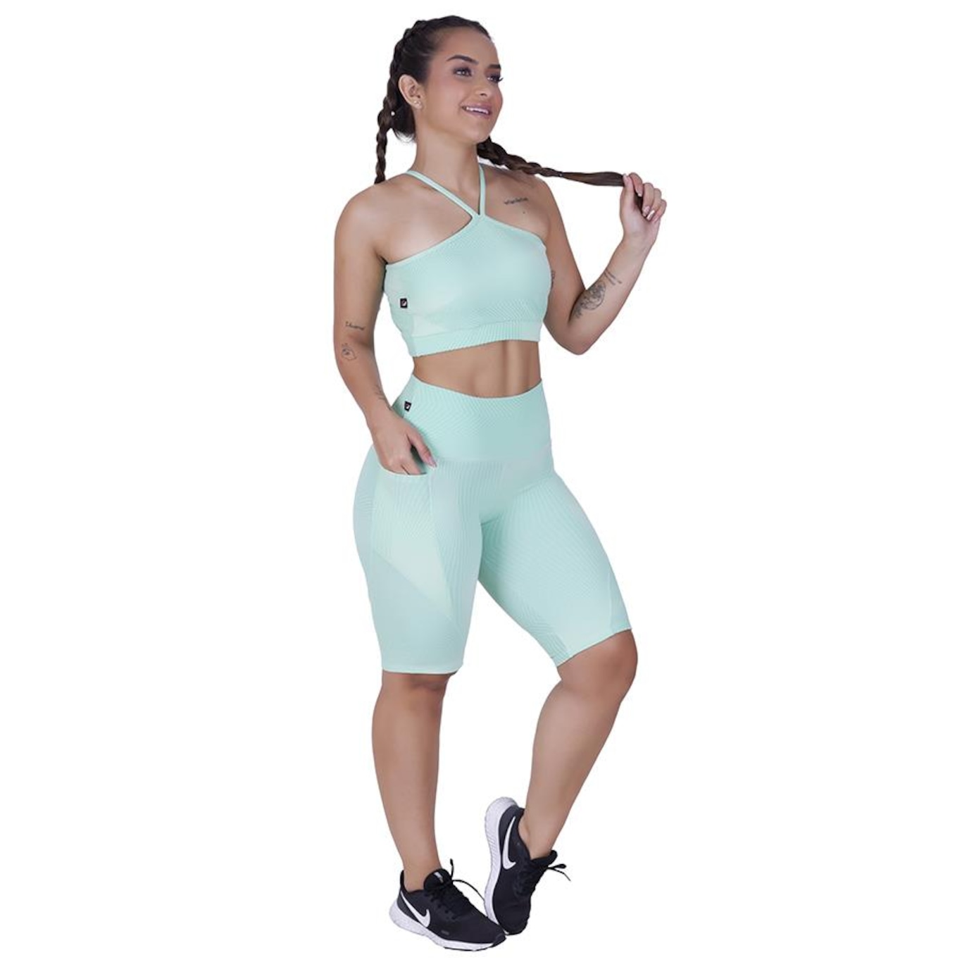 Bermuda Orbis Fitness com Bolso Jacquard Relevo - Feminina - Foto 4