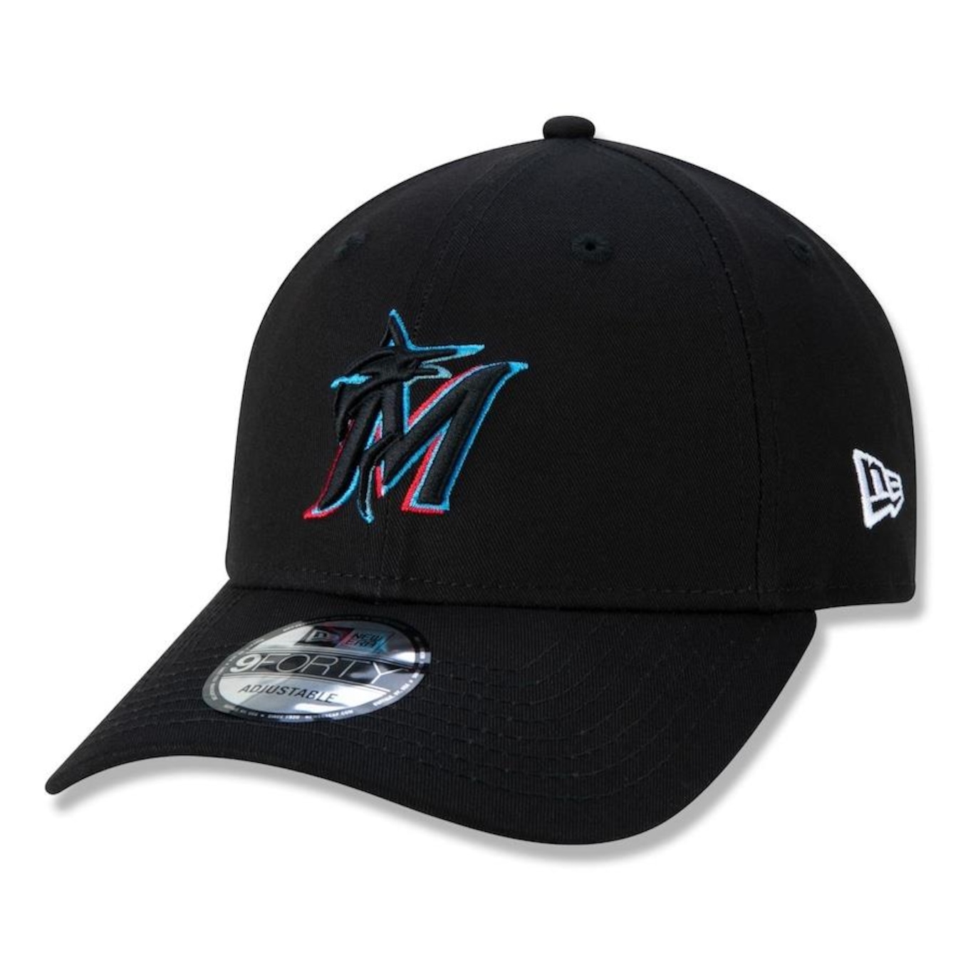 Boné Aba Curva New Era 9Forty Miami Marlins Team Color Time - Snapback - Adulto - Foto 1