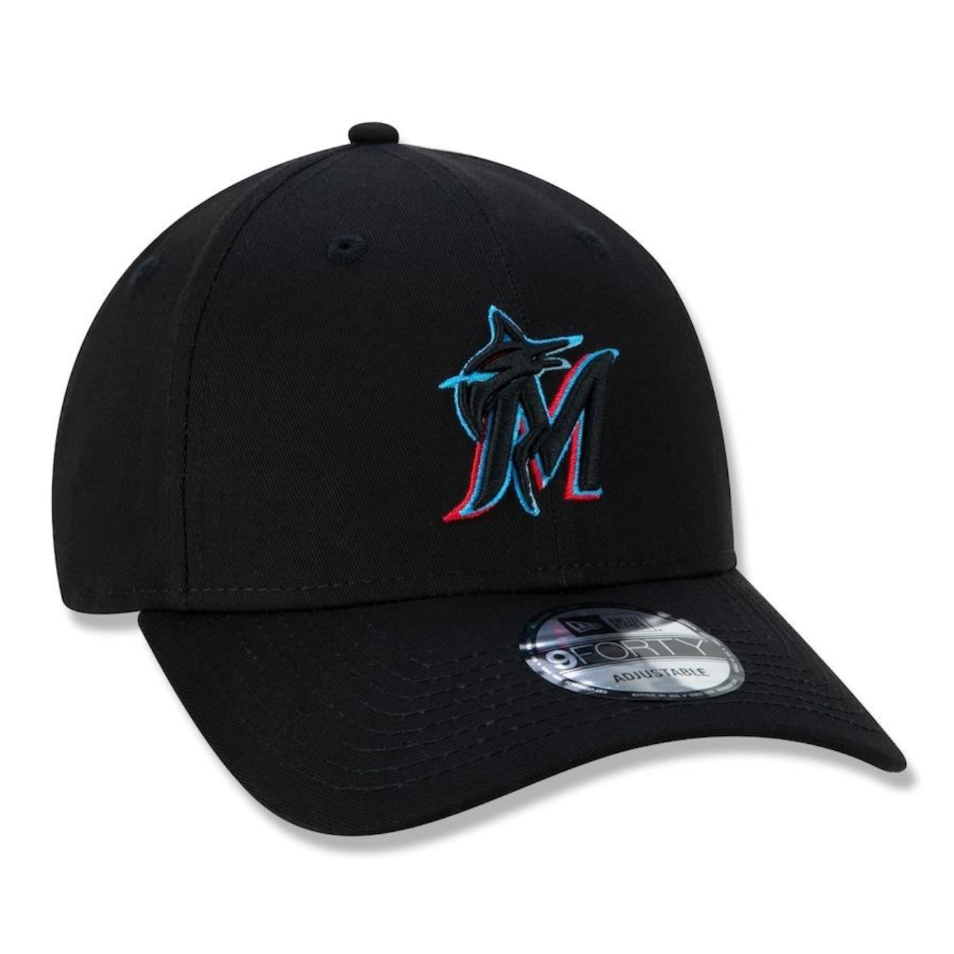 Boné Aba Curva New Era 9Forty Miami Marlins Team Color Time - Snapback - Adulto - Foto 3