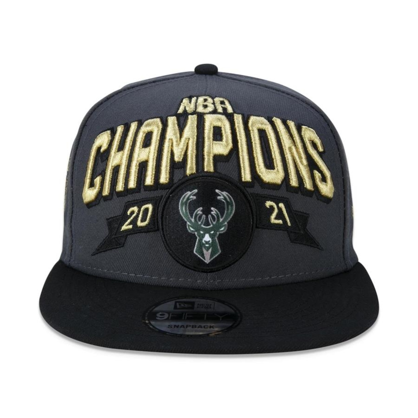 Boné Aba Reta New Era 9Fifty Milwaukee Bucks Campeão NBA Oficial de Quadra 2021 - Snapback - Adulto - Foto 2