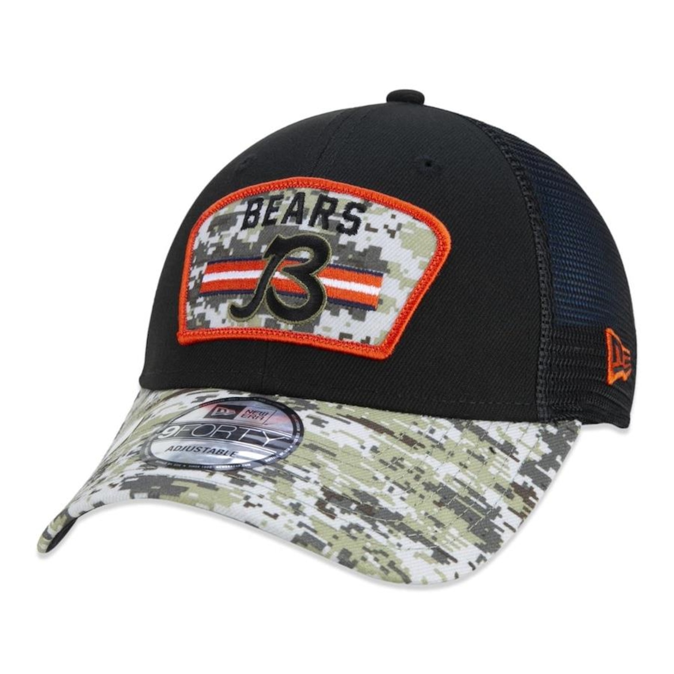 Boné Aba Curva New Era 9Forty Trucker Chicago Bears Salute to Service NFL - Snapback - Adulto - Foto 1