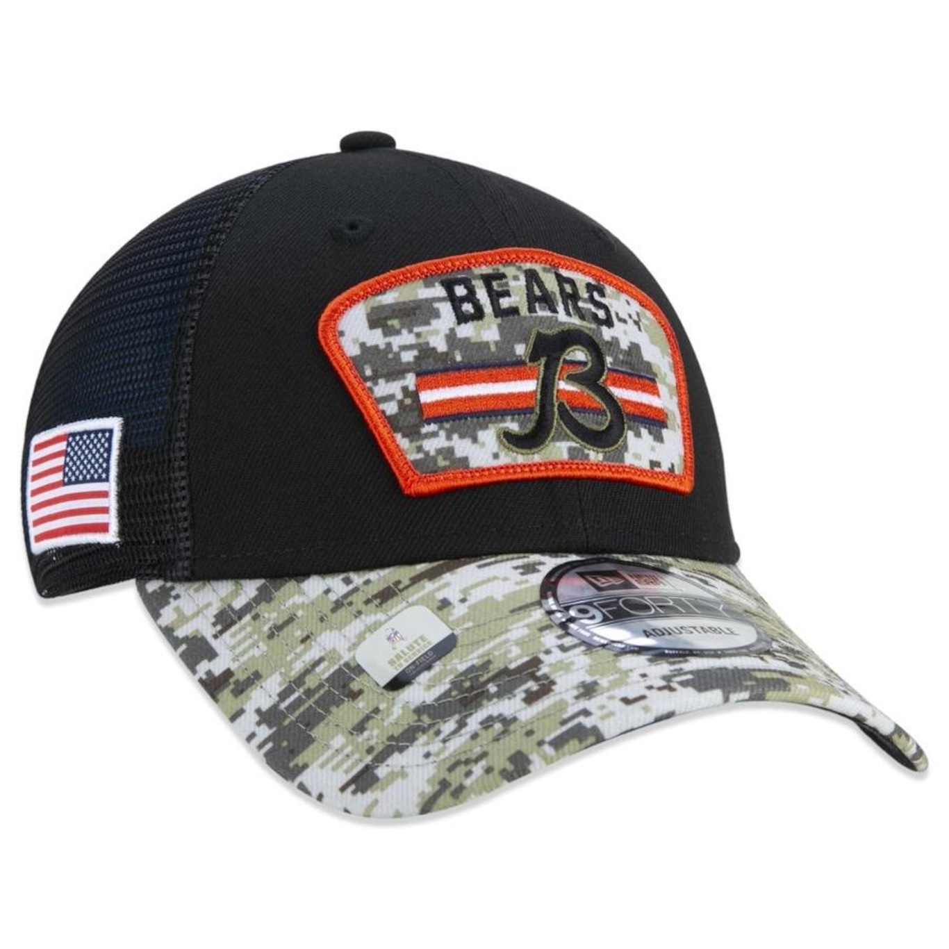 Boné Aba Curva New Era 9Forty Trucker Chicago Bears Salute to Service NFL - Snapback - Adulto - Foto 3