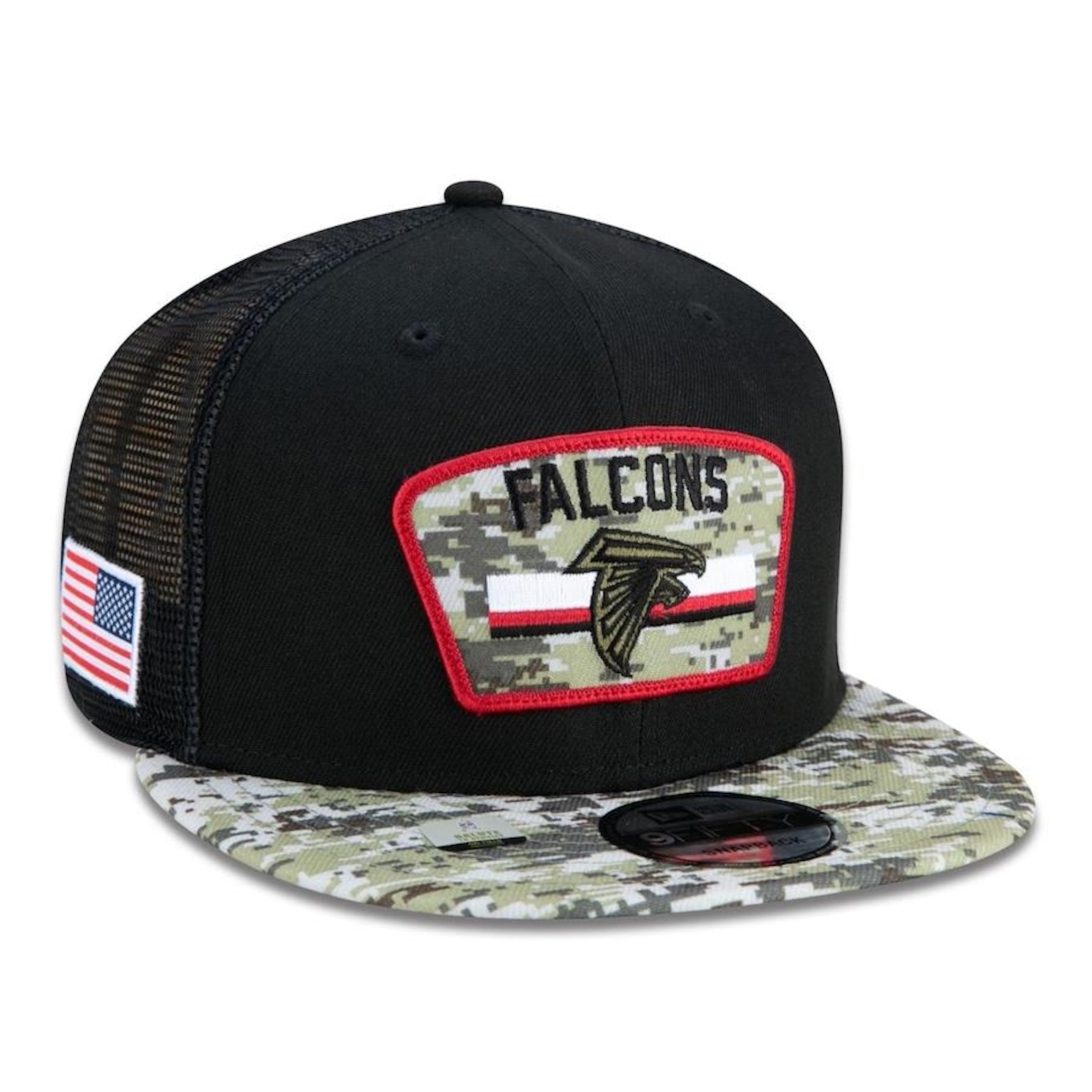 Boné Aba Reta New Era 9Fifty Trucker Atlanta Falcons Salute to Service NFL - Snapback - Adulto - Foto 3