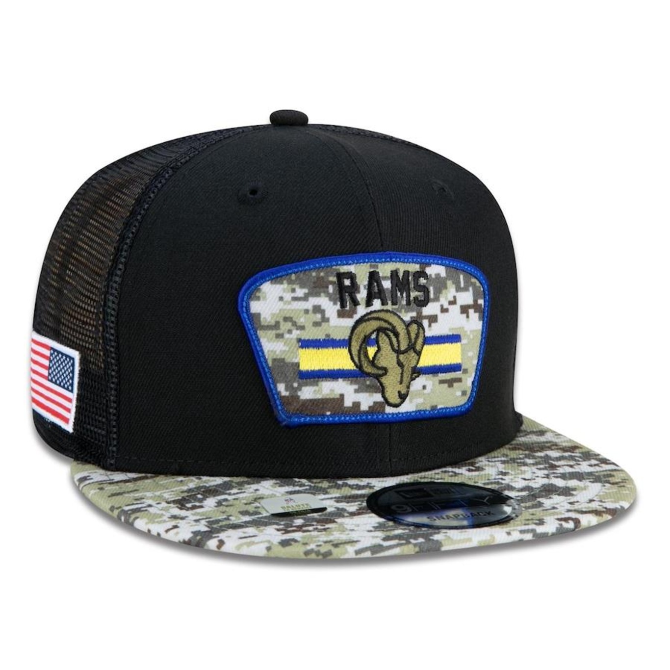 Boné Aba Reta New Era 9Fifty Trucker Los Angeles Rams Salute to Service NFL - Snapback - Adulto - Foto 3