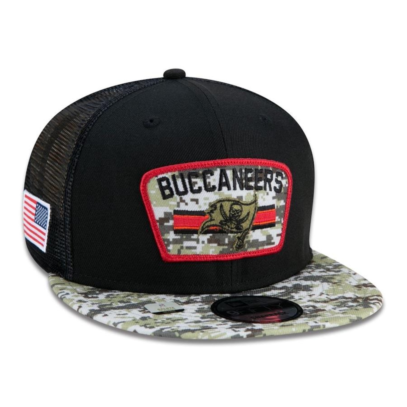 Boné Aba Reta New Era 9Fifty Trucker Tampa Bay Buccaneers Salute to Service NFL - Snapback - Adulto - Foto 3