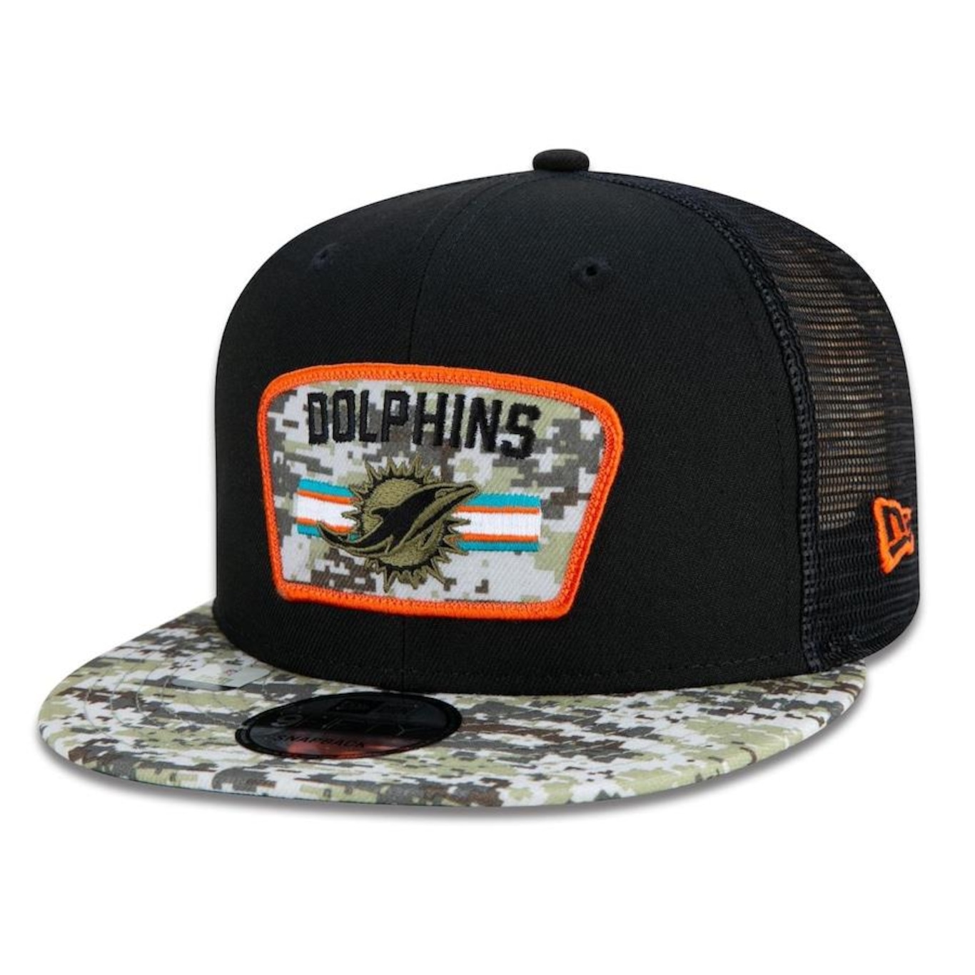 Boné Aba Reta New Era 9Fifty Trucker Miami Dolphins Salute to Service NFL - Snapback - Adulto - Foto 1