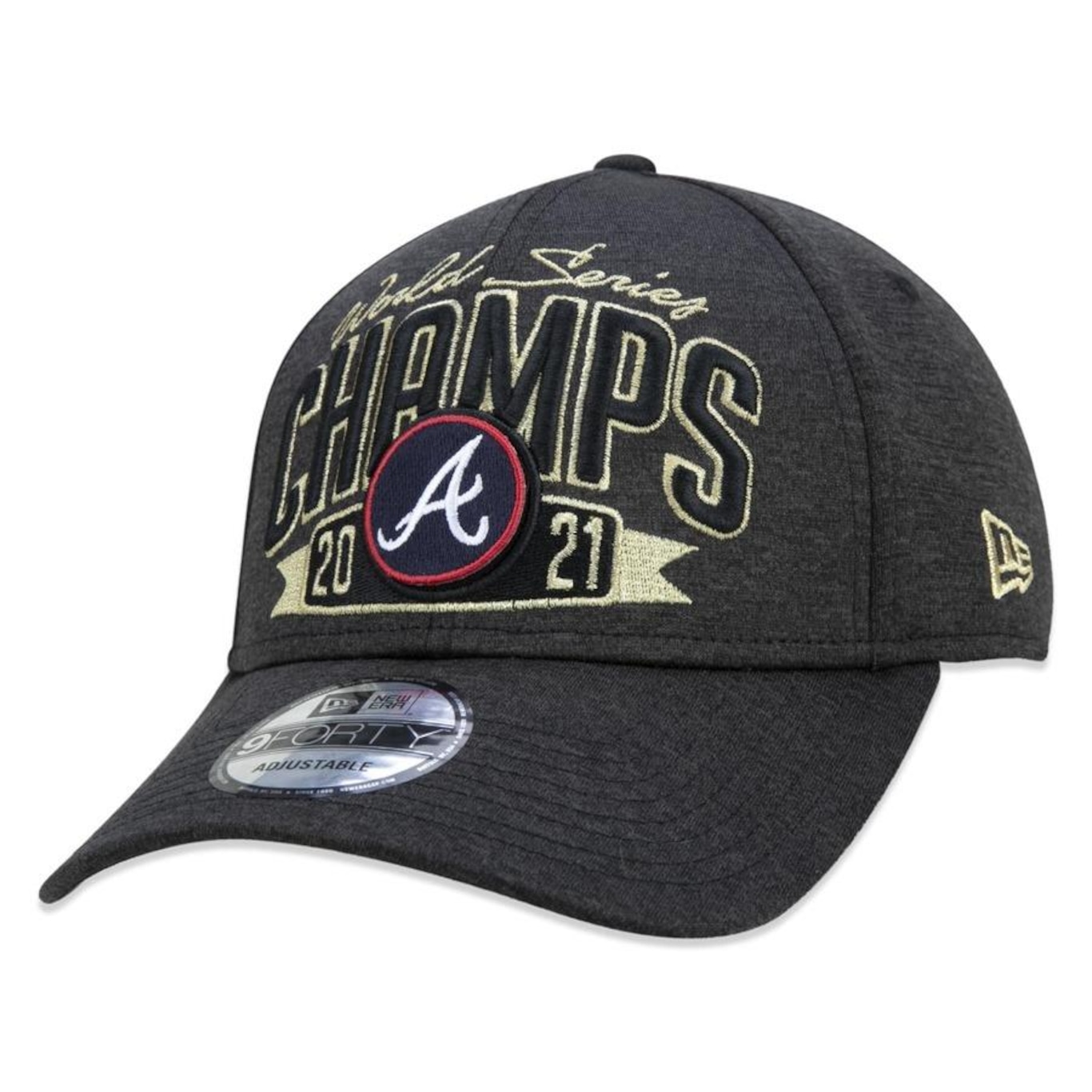 Boné Aba Curva New Era 9Forty Atlanta Braves Campeão Wolrd Series Champions 2021 Locker Room - Snapback - Adulto - Foto 1