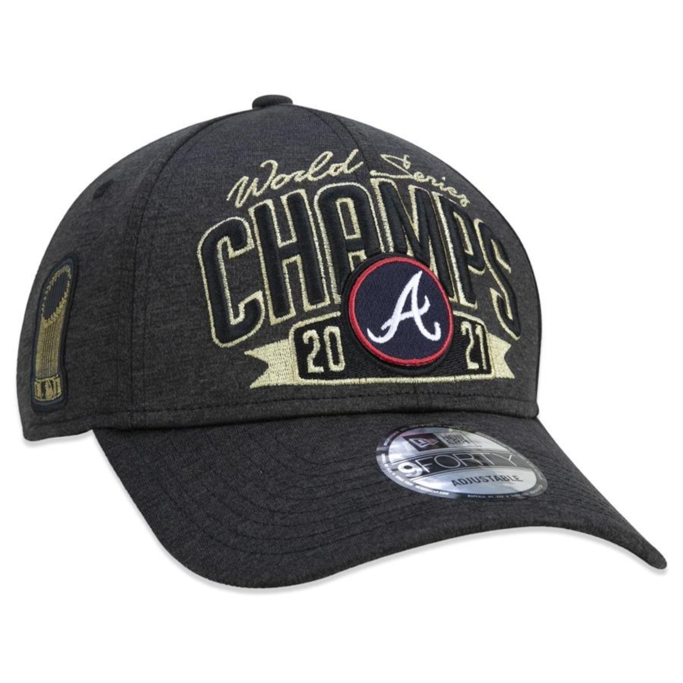 Boné Aba Curva New Era 9Forty Atlanta Braves Campeão Wolrd Series Champions 2021 Locker Room - Snapback - Adulto - Foto 3