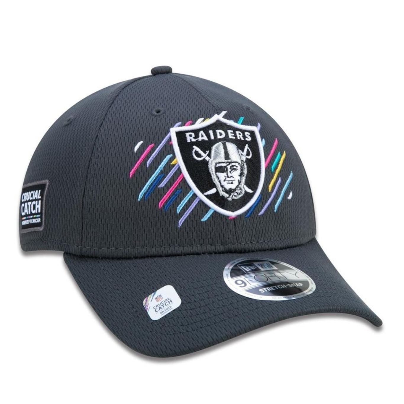 Boné Aba Curva New Era 9Forty Stretch Snap Las Vegas Raiders Crucial Catch - Snapback - Adulto - Foto 3