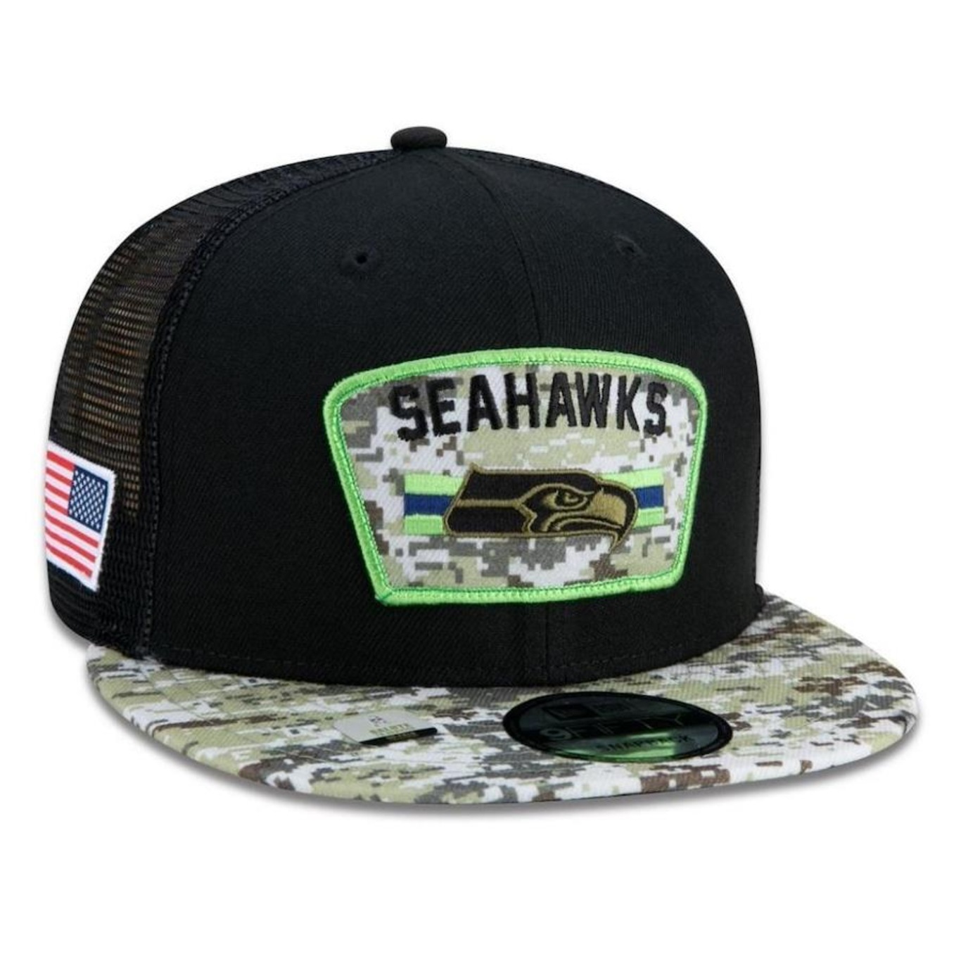 Boné Aba Reta New Era Seattle Seahawks 950 NFL 21 Salute Service - Snapback - Adulto - Foto 4