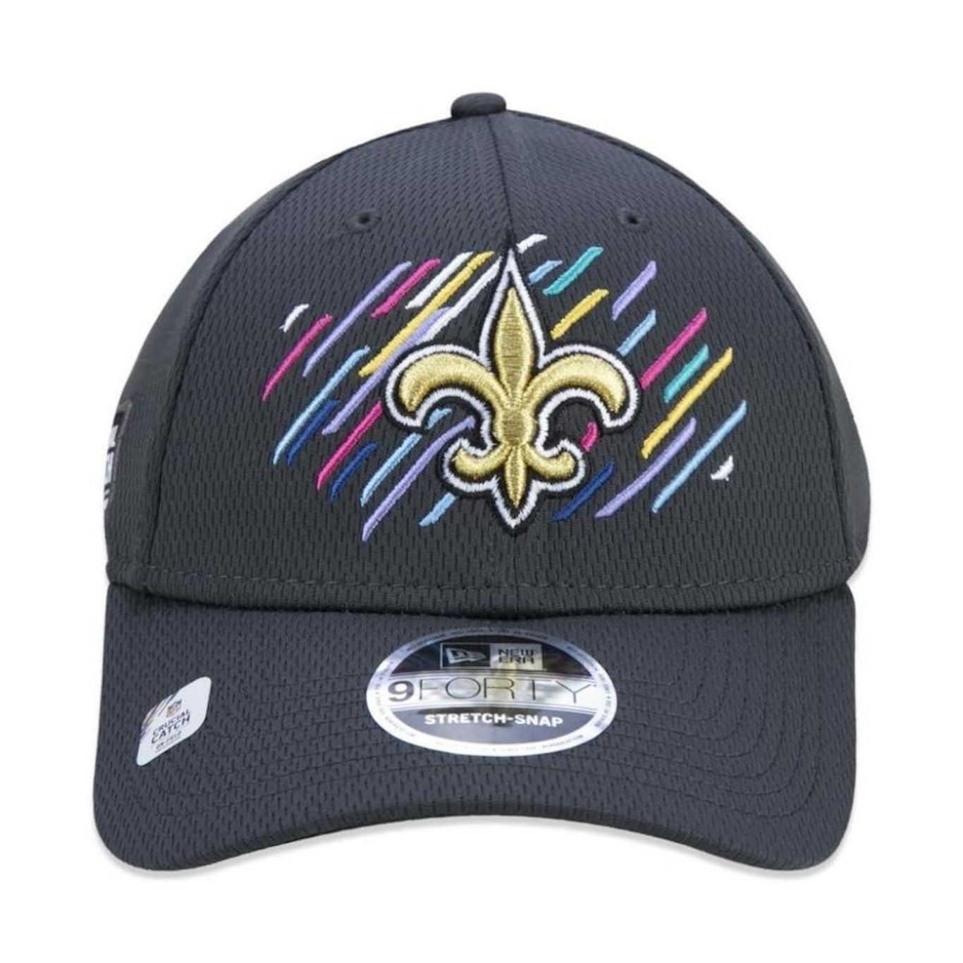 Boné Aba Curva New Era New Orleans Saints 940 Crucial Outubro Rosa - Snapback - Adulto - Foto 3