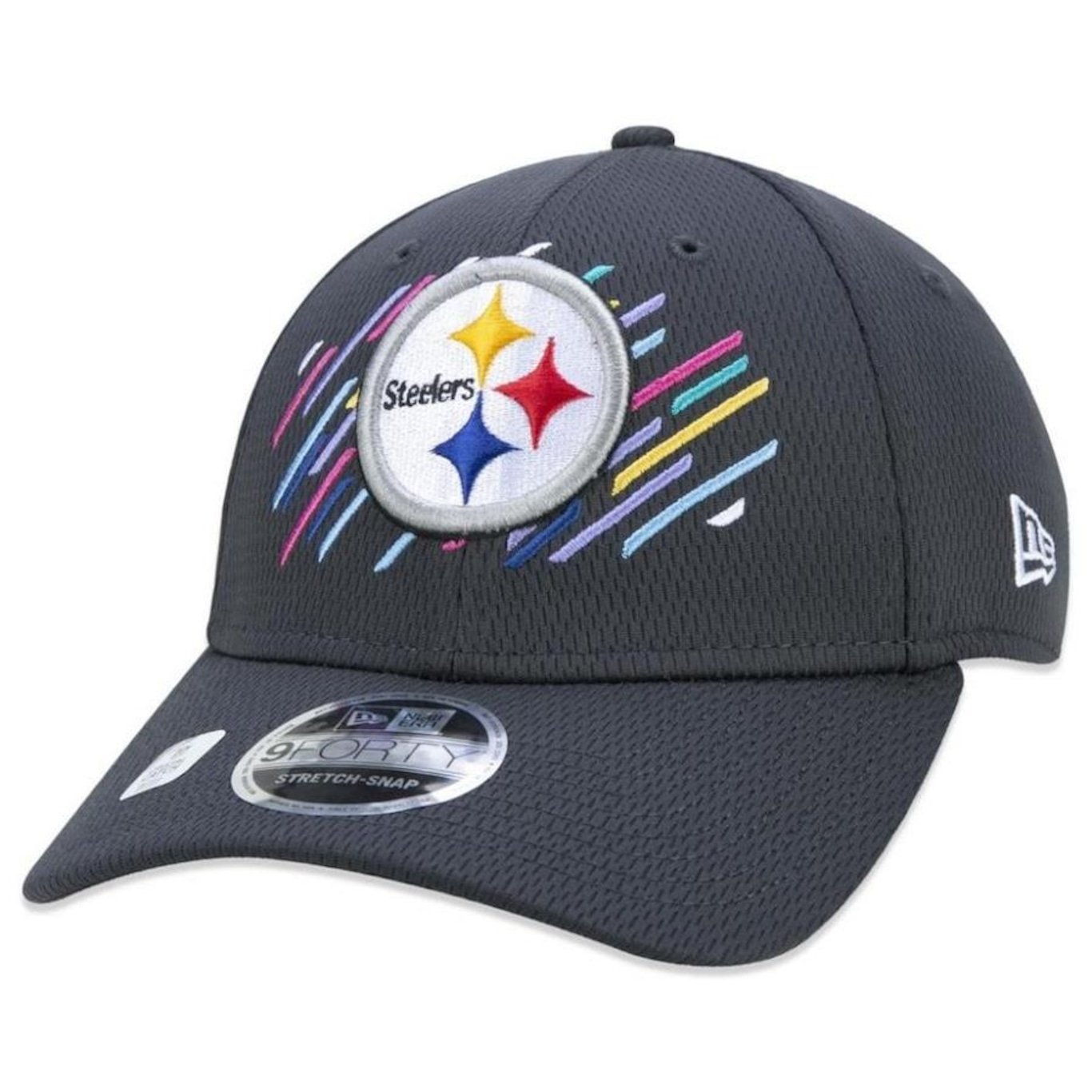 Boné Aba Curva New Era Pittsburgh Steelers 940 Crucial Outubro Rosa - Snapback - Adulto - Foto 1