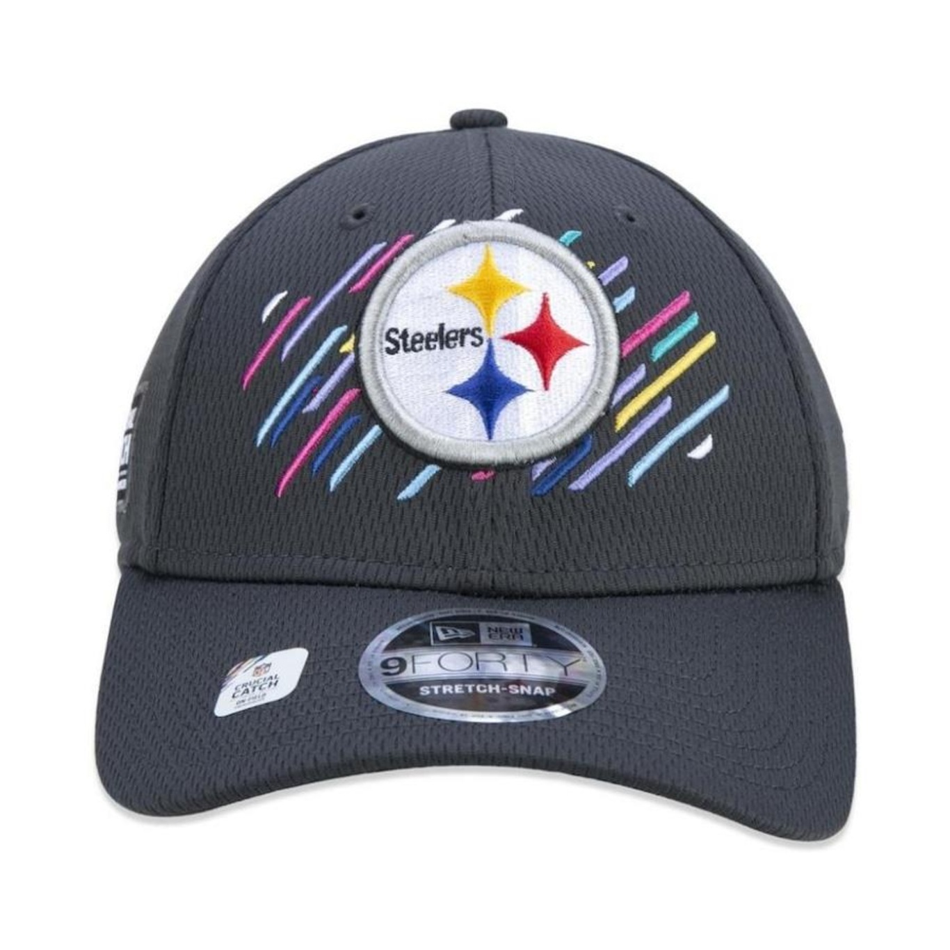 Boné Aba Curva New Era Pittsburgh Steelers 940 Crucial Outubro Rosa - Snapback - Adulto - Foto 3