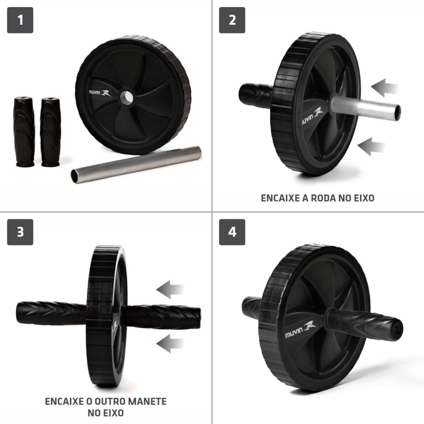 Kit Roda de Exercícios + Corda de Pular Ajustável Muvin - Foto 3