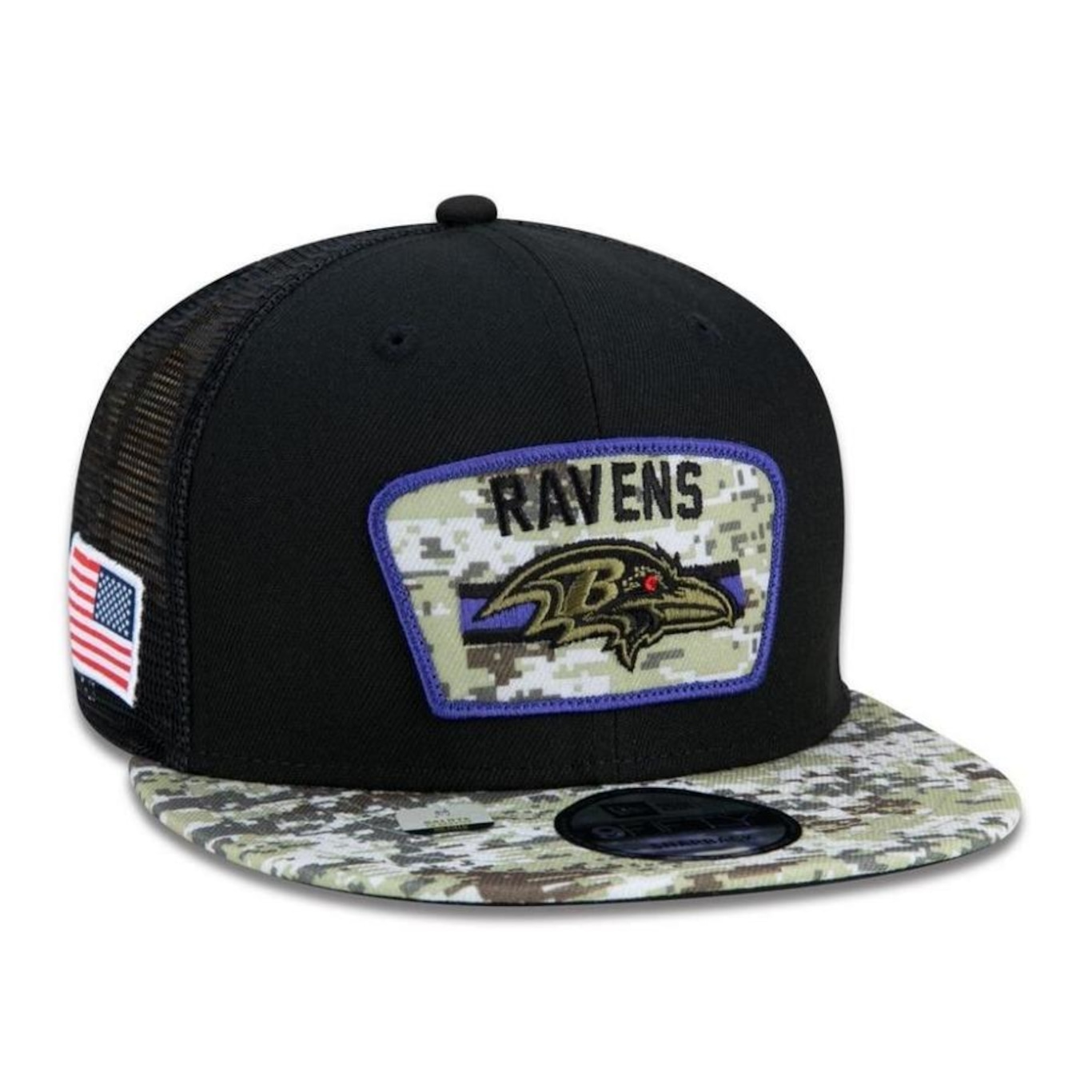 Boné Aba Reta New Era Baltimore Ravens 950 NFL 21 Salute Service - Snapback - Adulto - Foto 4