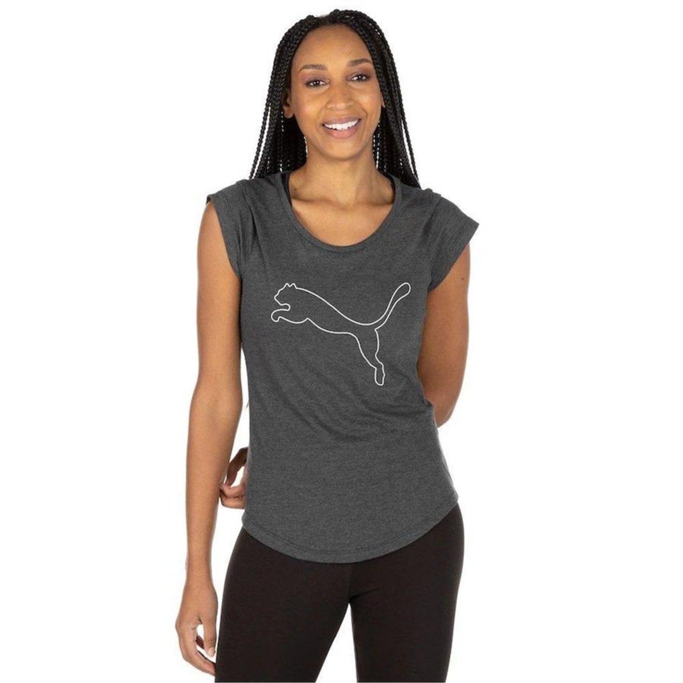 Camiseta Puma Performance Heather Cat Tee - Feminina - Foto 3