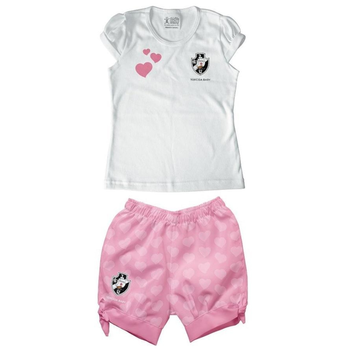 Kit Uniforme do Vasco Torcida Baby 271: 1 Camiseta + 1 Shots - Infantil - Foto 1