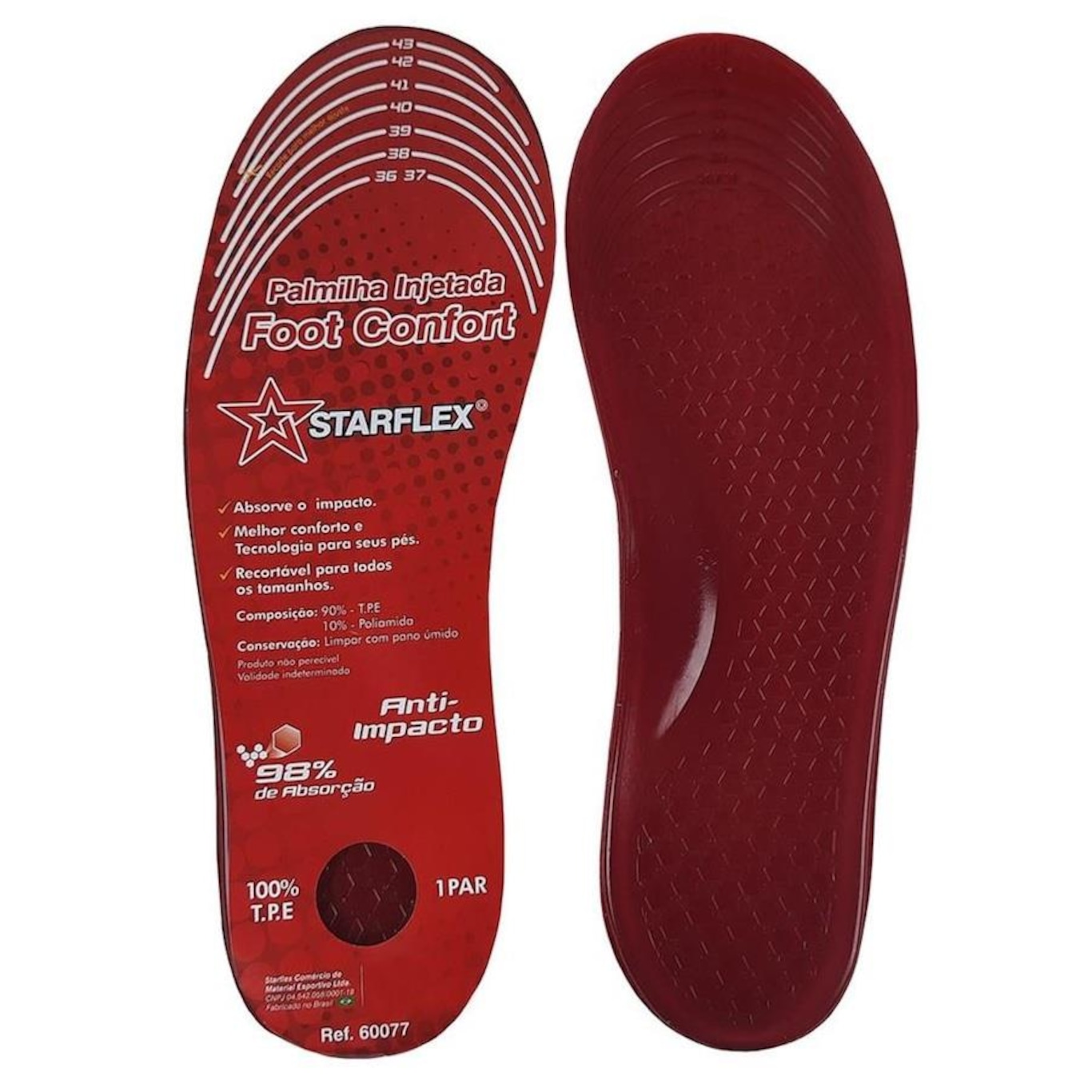 Palmilha Starflex Foot Confort Gel - 36 ao 44 - Adulto - Foto 1