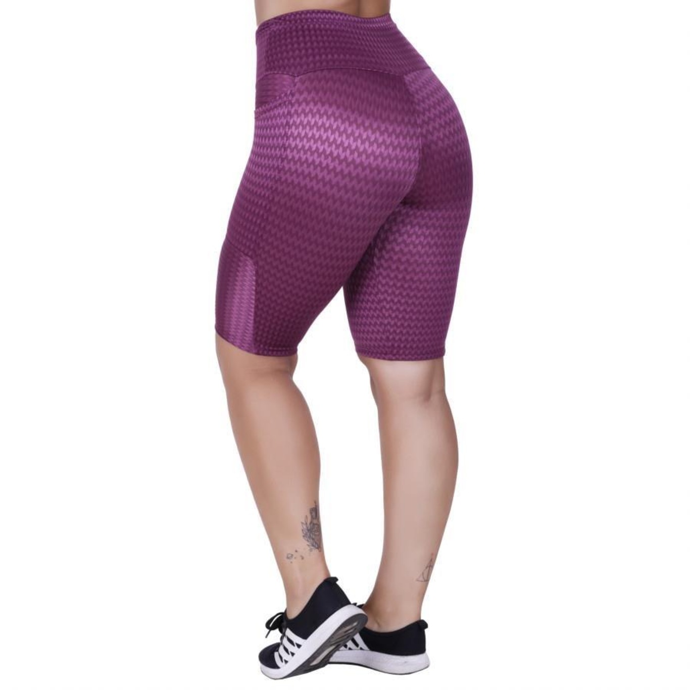 Bermuda Orbis Fitness Bolso Cós Alto Cirre Textura Brilho - Feminina - Foto 4