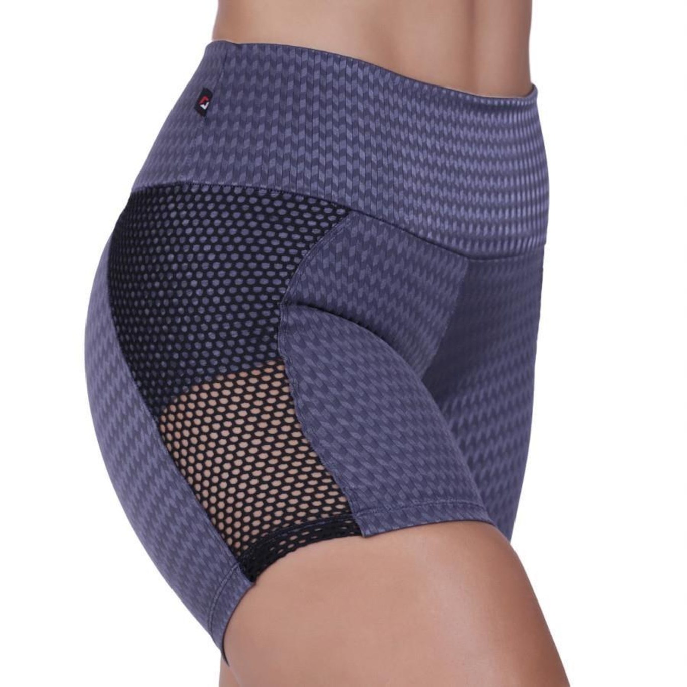 Short Orbis Fitness Meia Coxa Detalhe Tela Cirrê Textura - Feminino - Foto 1