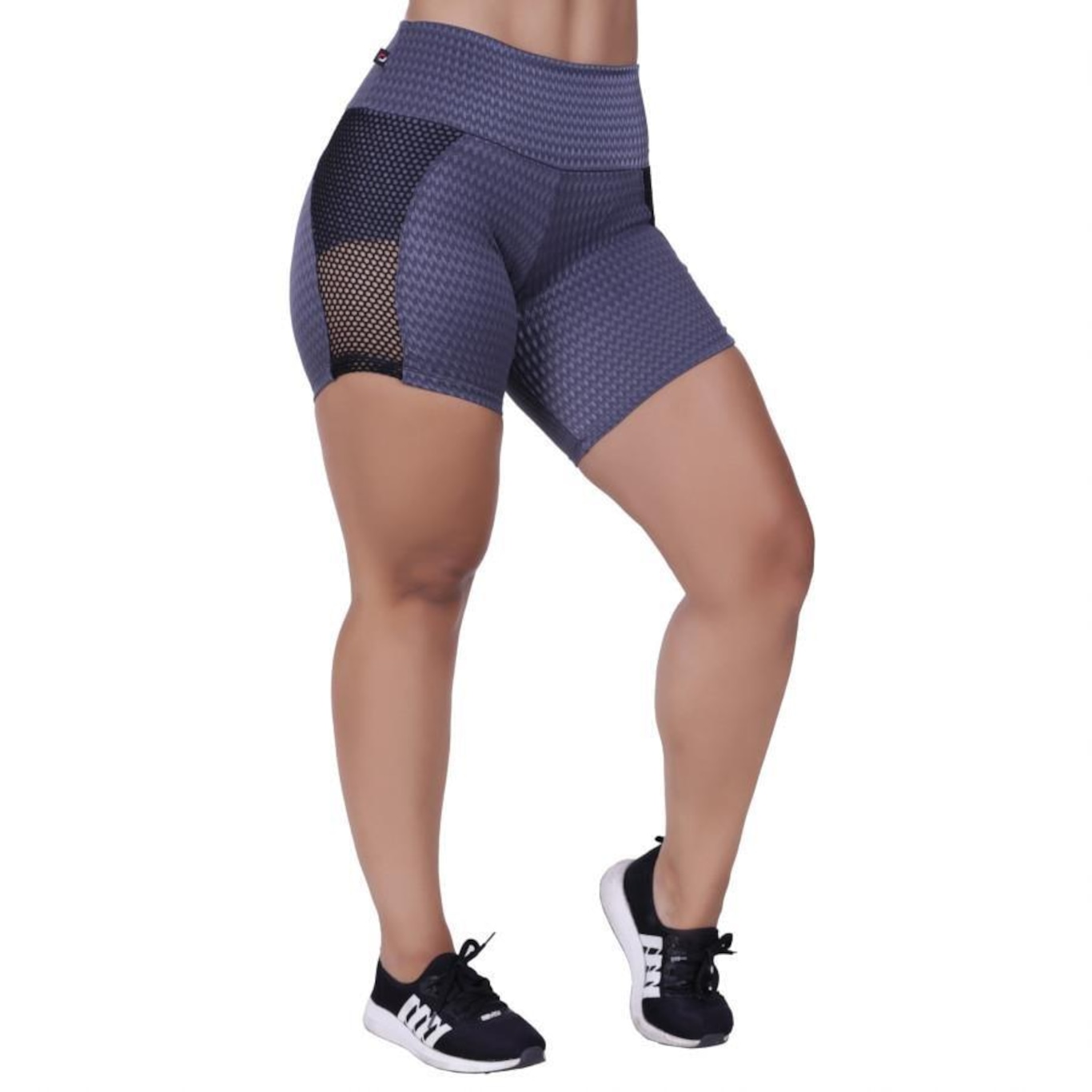 Short Orbis Fitness Meia Coxa Detalhe Tela Cirrê Textura - Feminino - Foto 2