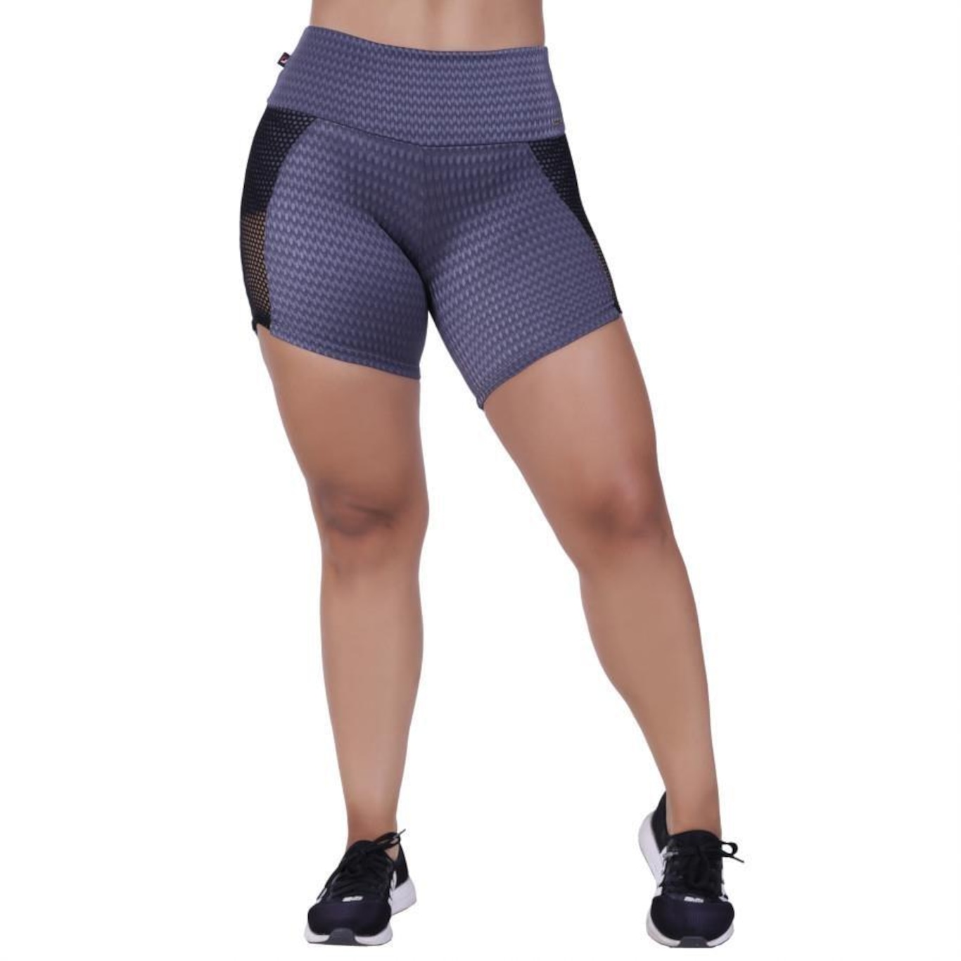 Short Orbis Fitness Meia Coxa Detalhe Tela Cirrê Textura - Feminino - Foto 3