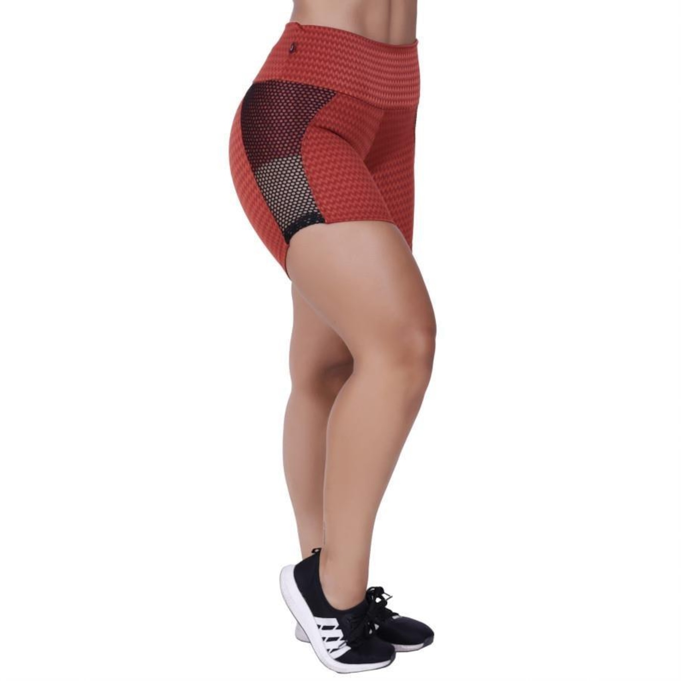 Short Orbis Fitness Meia Coxa Detalhe Tela Cirrê Textura - Feminino - Foto 1