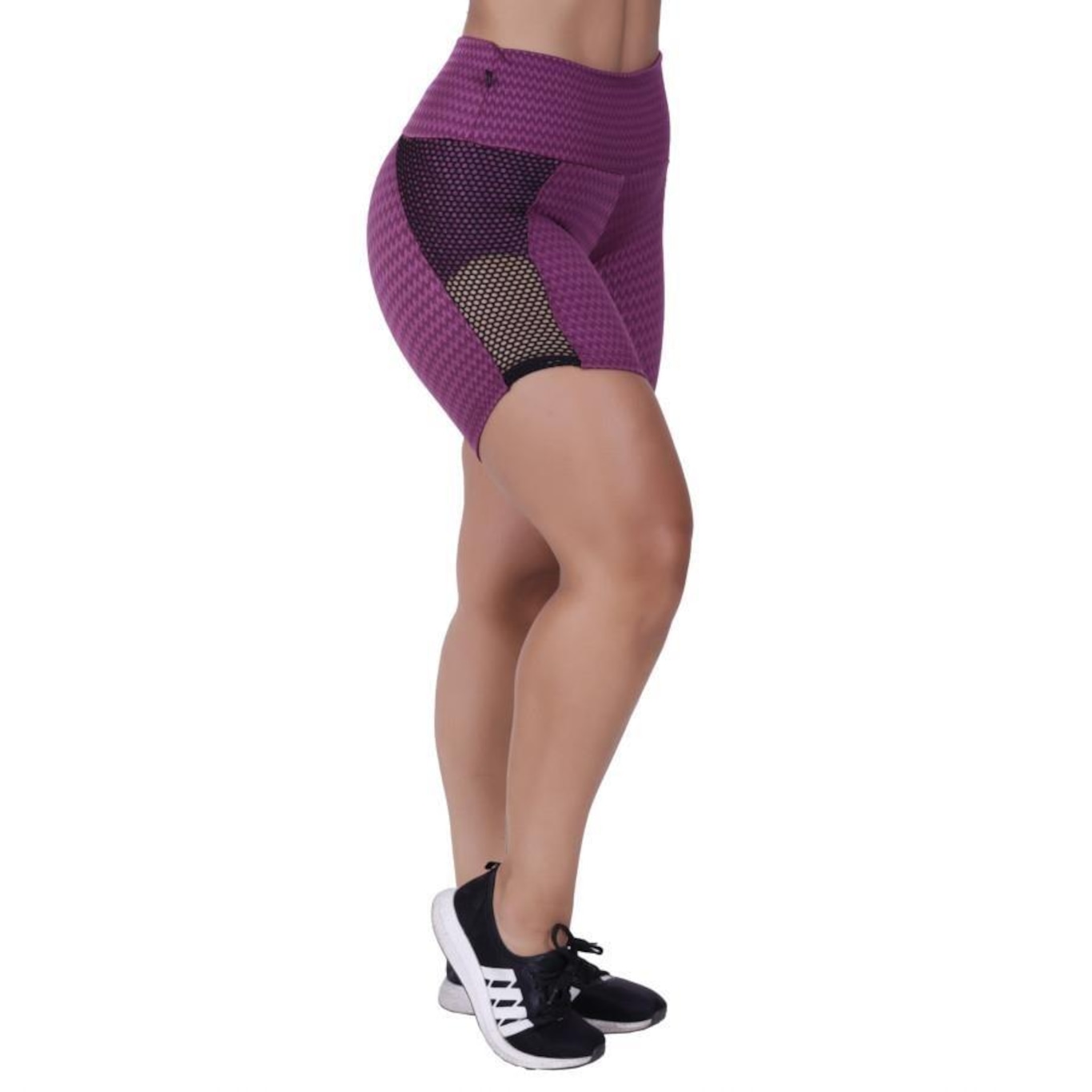 Short Orbis Fitness Meia Coxa Detalhe Tela Cirrê Textura - Feminino - Foto 1