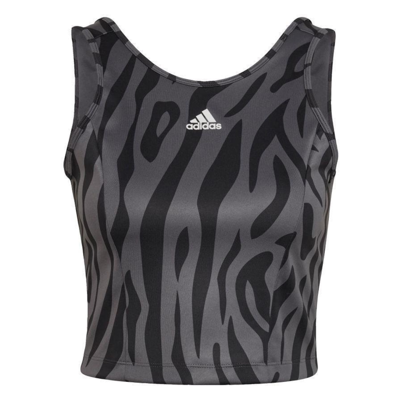 Top Fitness Cropped adidas AEROREADY Designed to Move Tiger-Print - Adulto - Foto 1