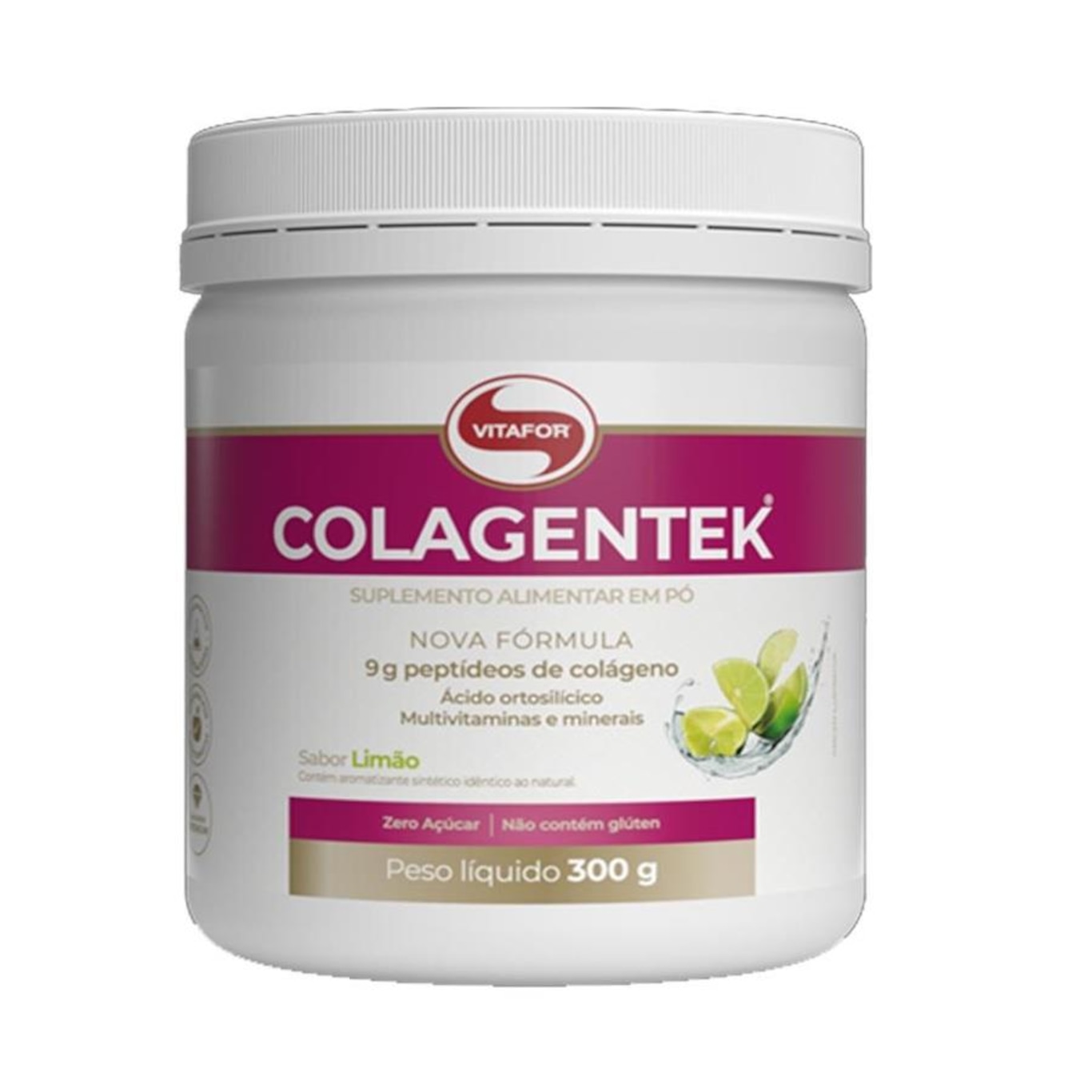 Colagentek Vitafor Pote - Limão - 300g - Foto 1