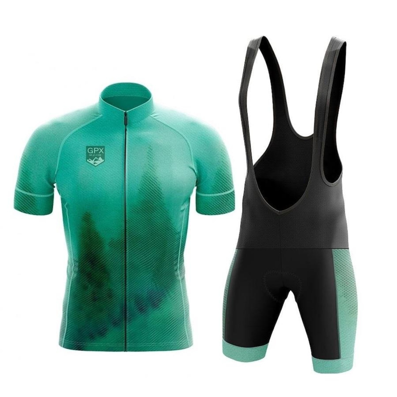 Conjunto de Ciclismo GPX Bretelle e Camisa Zíper Full Forest