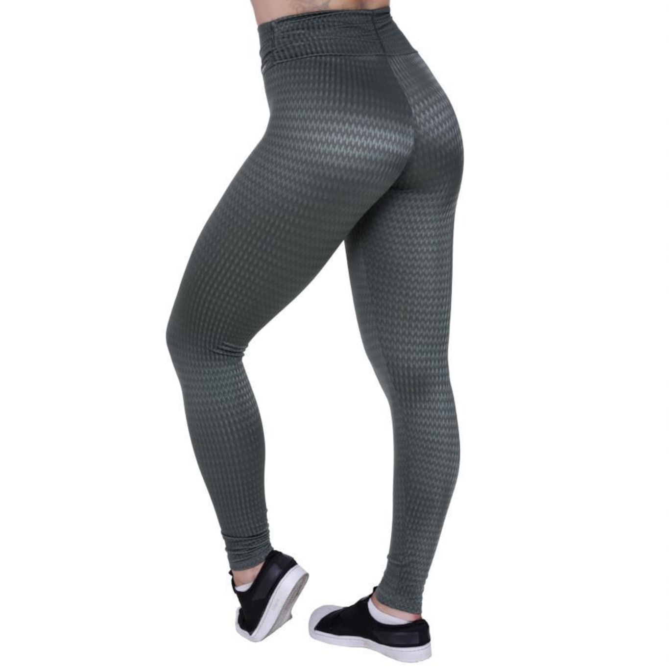 Calça Legging Orbis Fitness Franzido Cós Cirre Texturado - Feminina - Foto 2