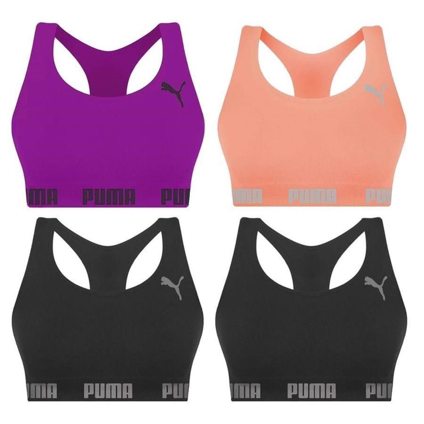 Kit Top Fitness Puma Nadador sem Costura - Feminino - 4 unidades - Foto 1