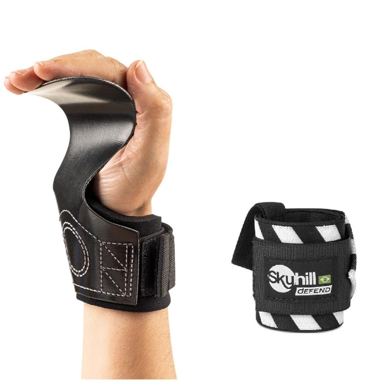 Kit Hand Grip CF Skyhill Cross e Super Band Verde Forte 75kg