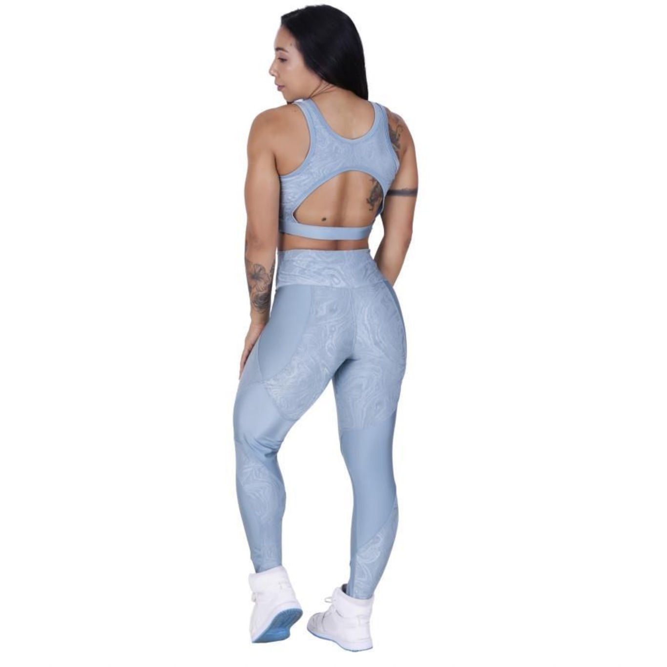 Conjunto Fitness Orbis Fitness: Calça Legging Recortes + Cropped Top Bojo - Feminino - Foto 2