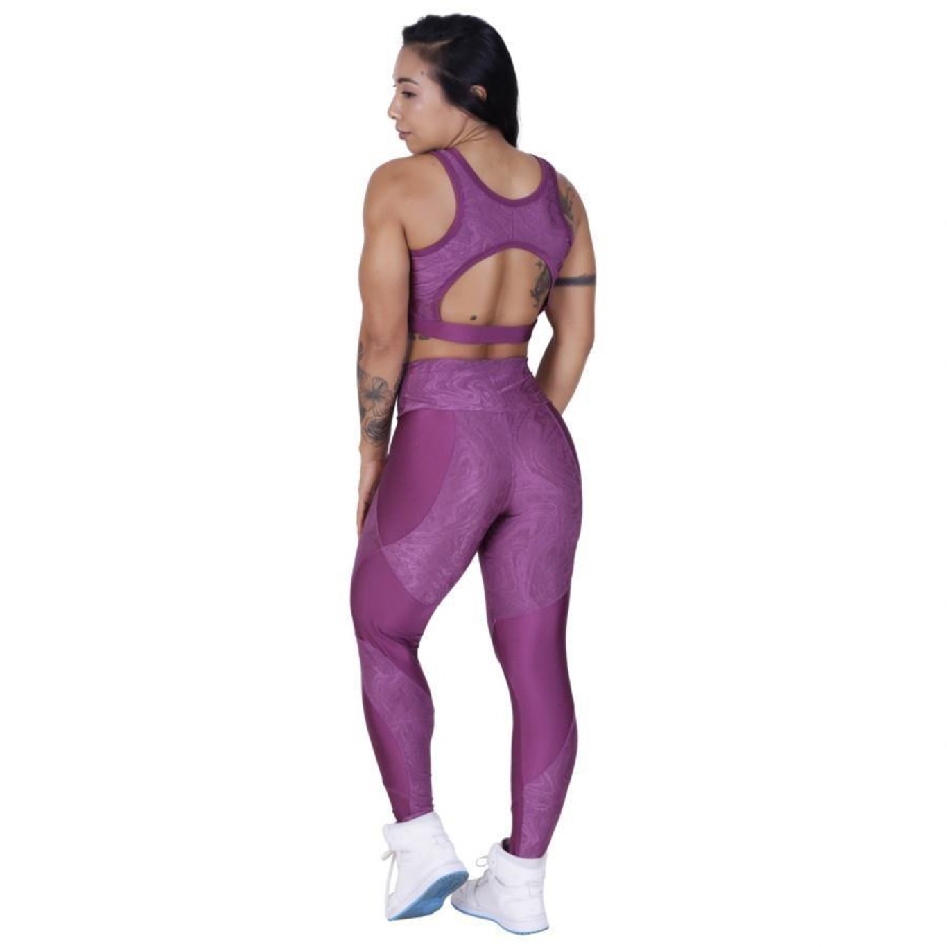 Conjunto Fitness Orbis Fitness: Calça Legging Recortes + Cropped Top Bojo - Feminino - Foto 4