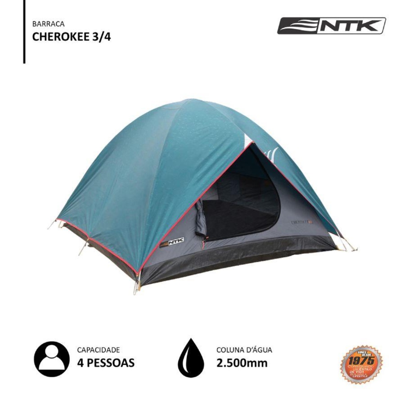 Barraca de Camping 3/4 Pessoas NTK Cherokee com Coluna D''água de 2500mm - Foto 6