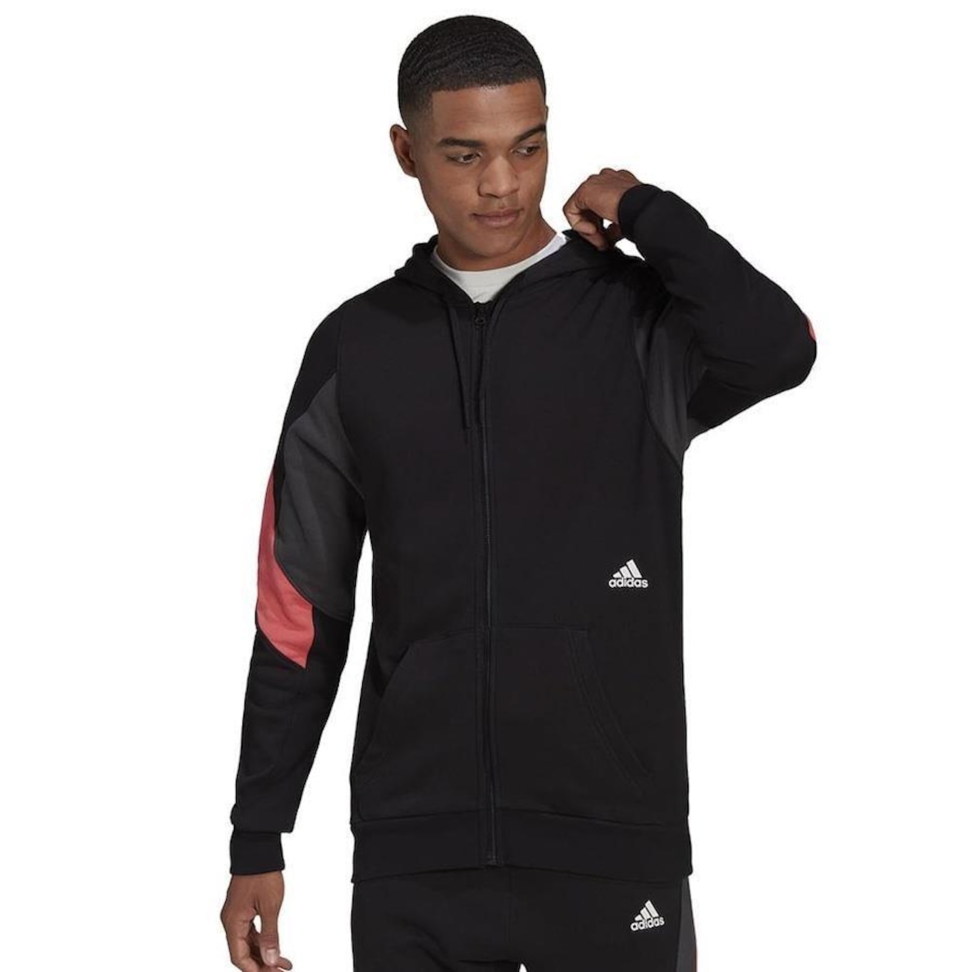 Jaqueta com Capuz adidas External FZ - Masculina - Foto 2