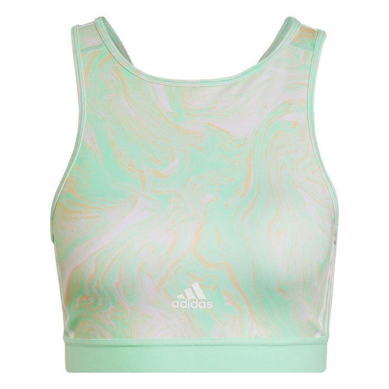 Top Fitness adidas LS BRA AOP Multicores - Feminino - Foto 1