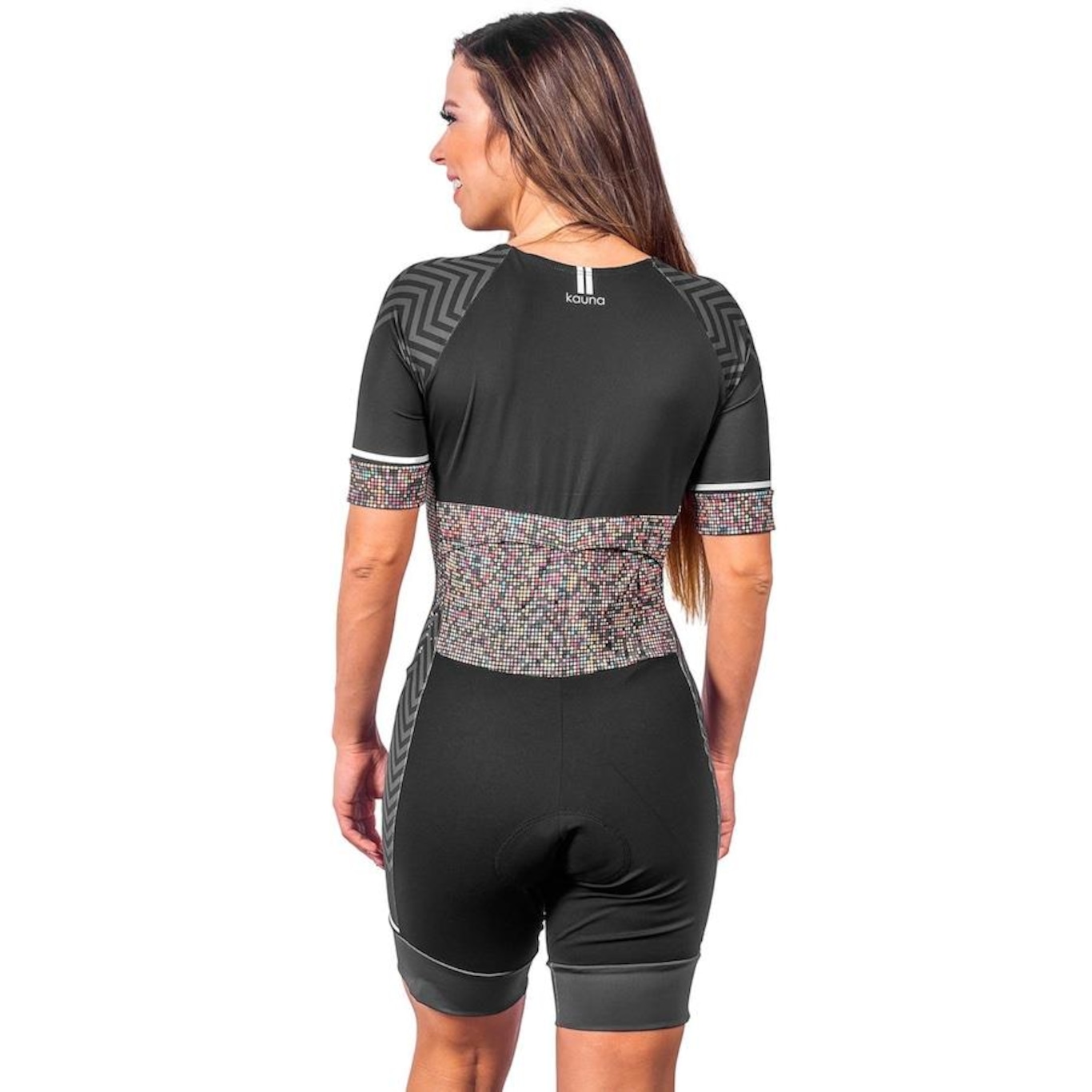 Macaquinho Kauna com Mangas Triathlon Elite Pixel Proteção UV50+ - Feminino - Foto 2