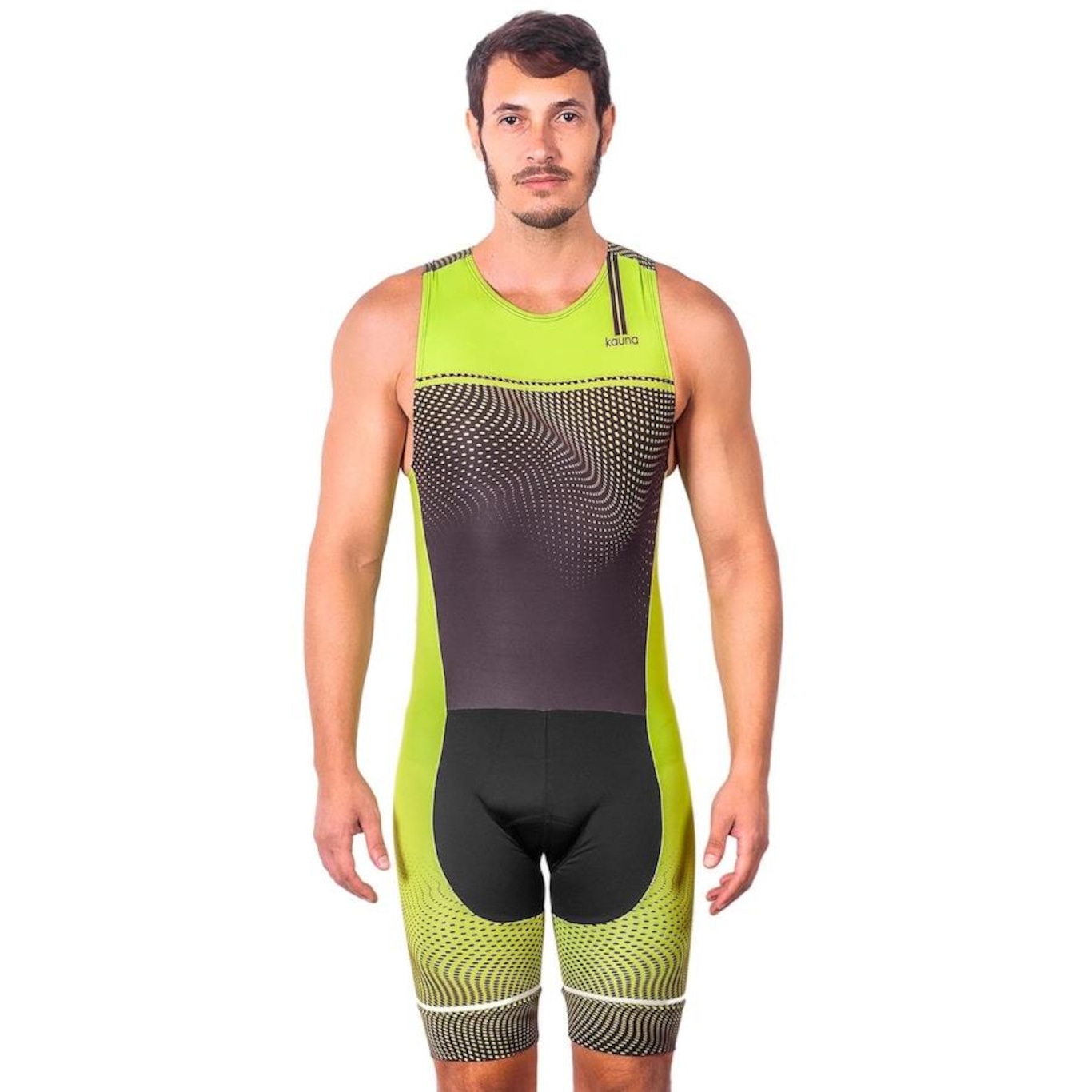 Macaquinho Kauna sem Mangas Triathlon Elite Fluor Power Proteção UV50+ - Masculino - Foto 1