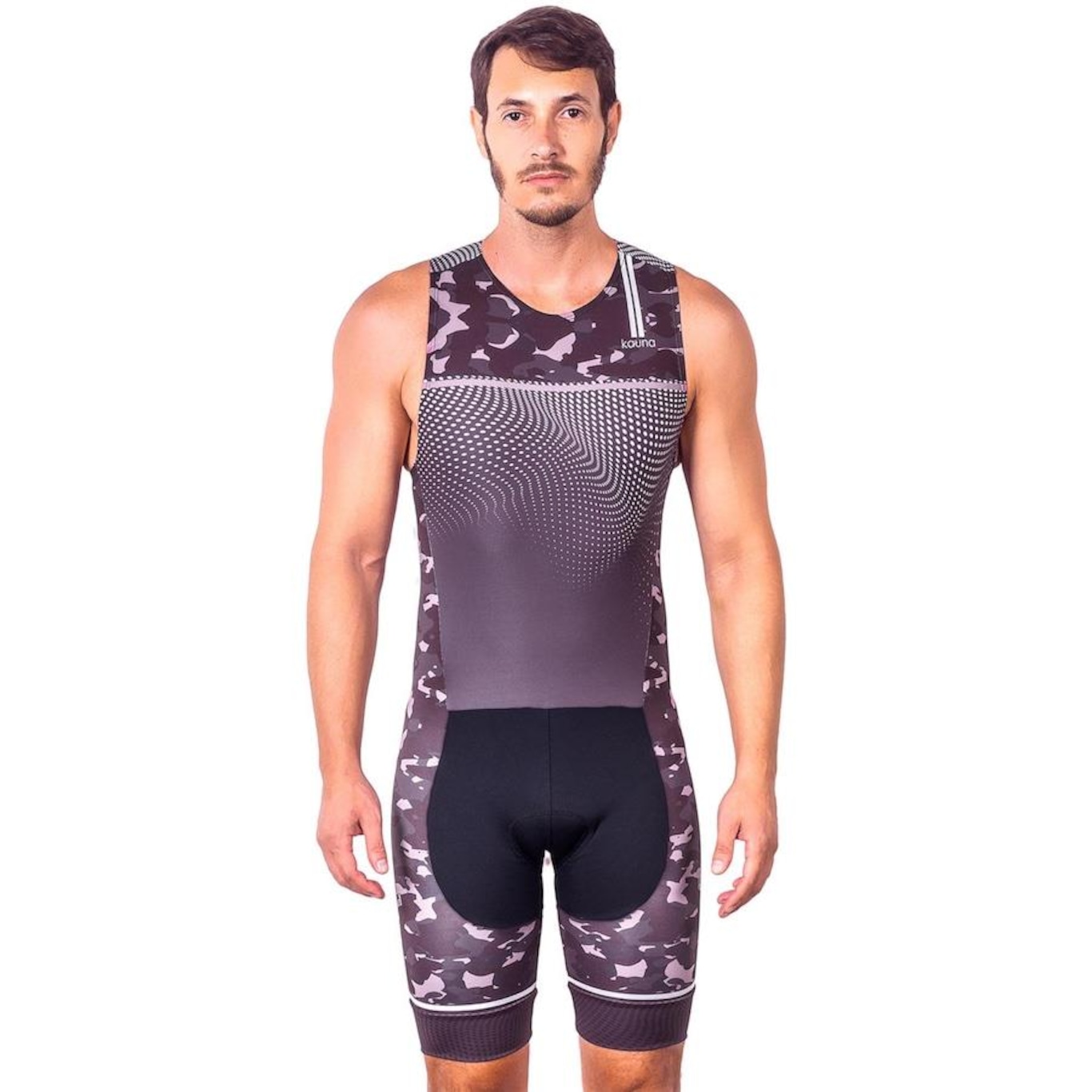 Macaquinho Kauna sem Mangas Triathlon Elite Camuflado Proteção UV50+ - Masculino - Foto 1