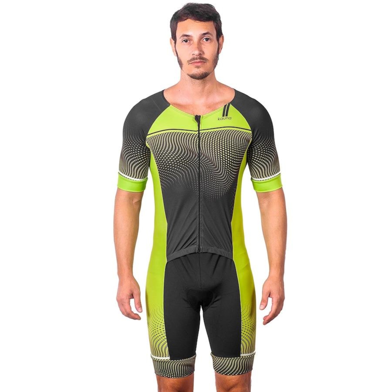 Macaquinho Kauna com Mangas Triathlon Elite Fluor Power Proteção UV50+ - Masculino - Foto 1