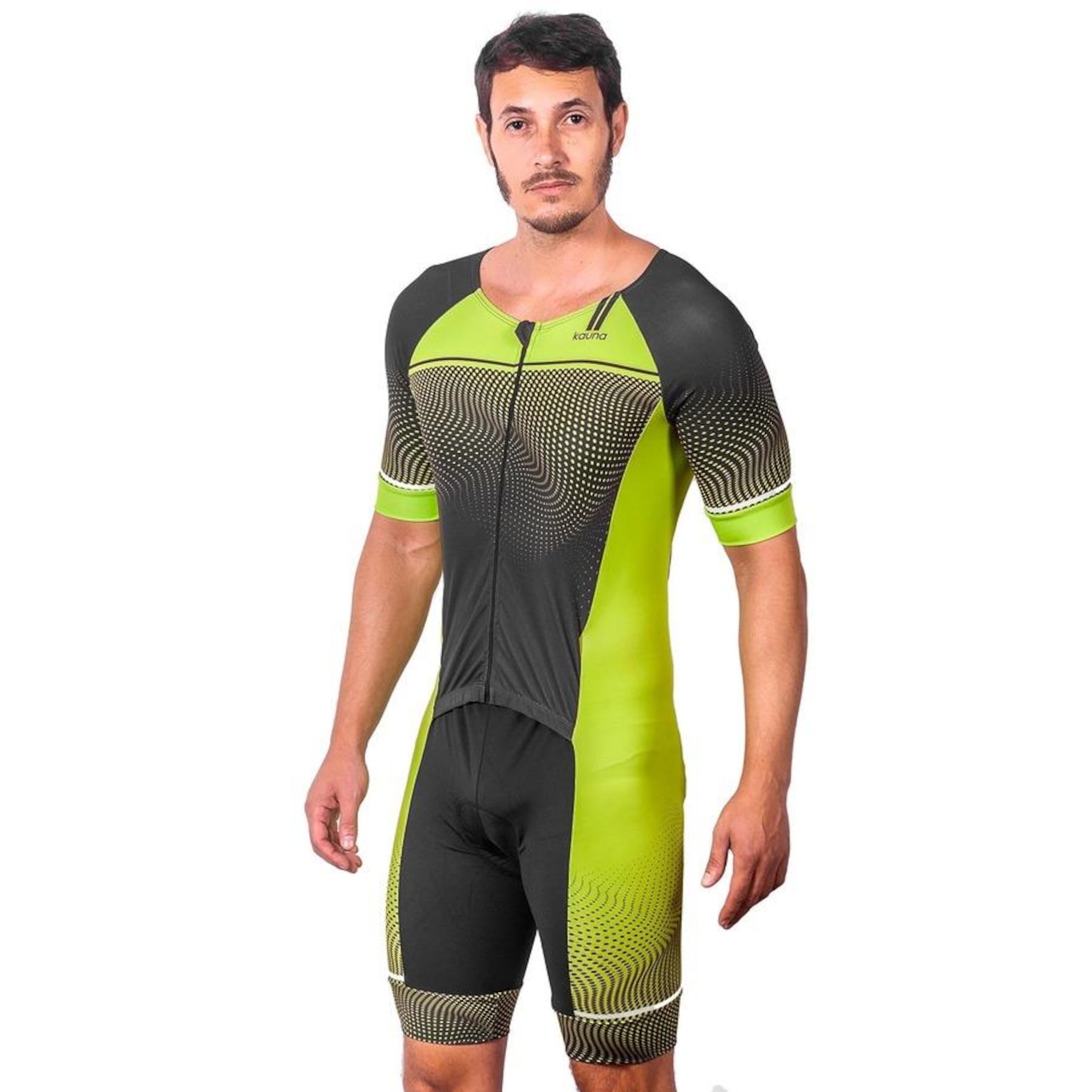 Macaquinho Kauna com Mangas Triathlon Elite Fluor Power Proteção UV50+ - Masculino - Foto 3