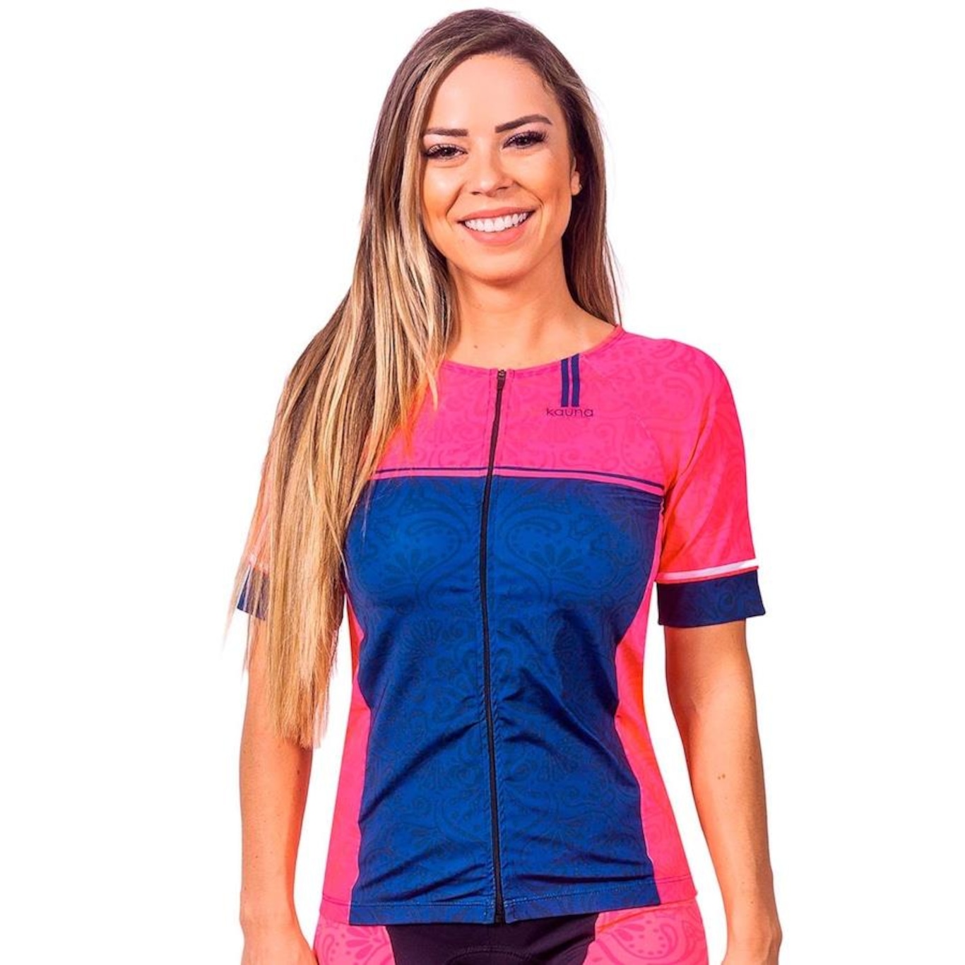 Camisa Kauna com Mangas Triathlon Elite Flower UV50+ - Feminina - Foto 1